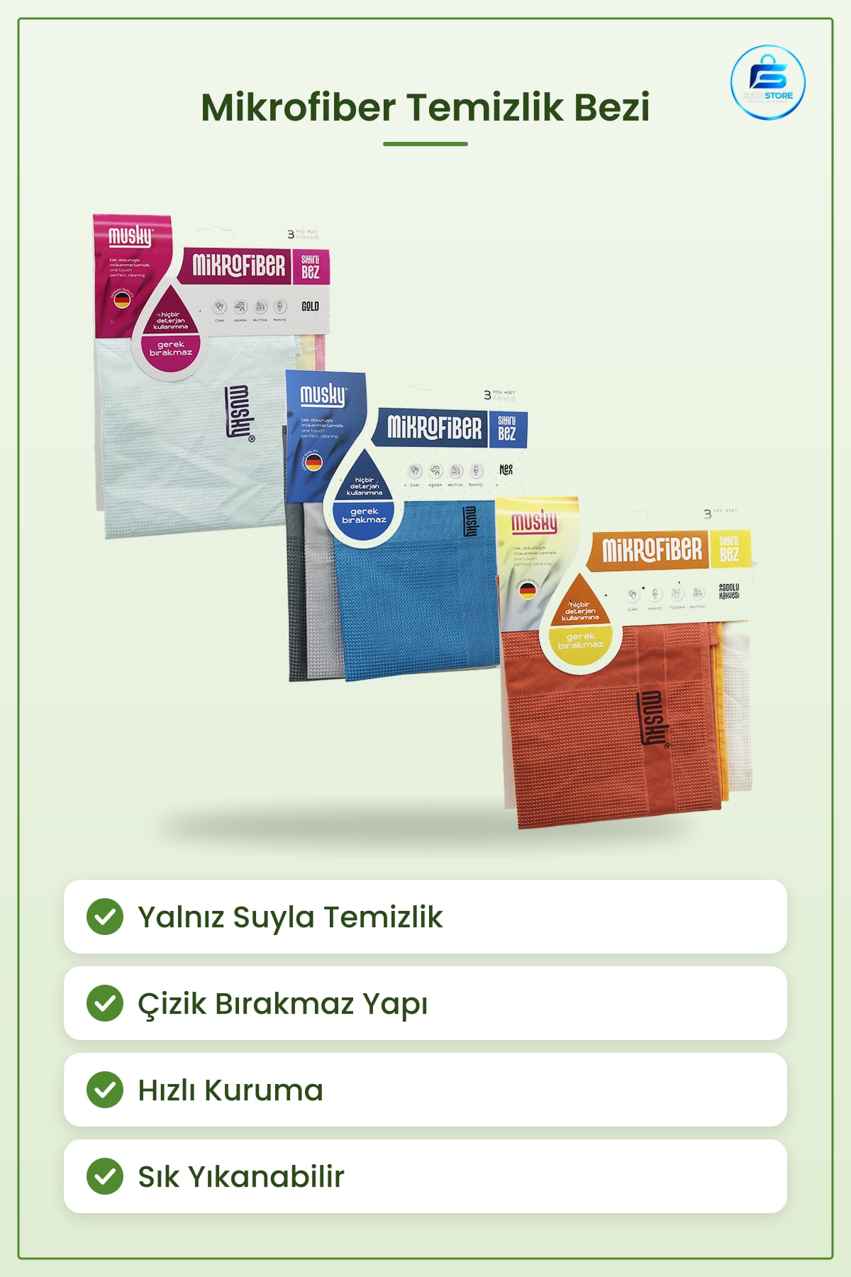 Mikrofiber Temizlik Bezi Cam Otomobil Mutfak Banyo Deterjansız Çizik Bırakmaz Hızlı Kuruma