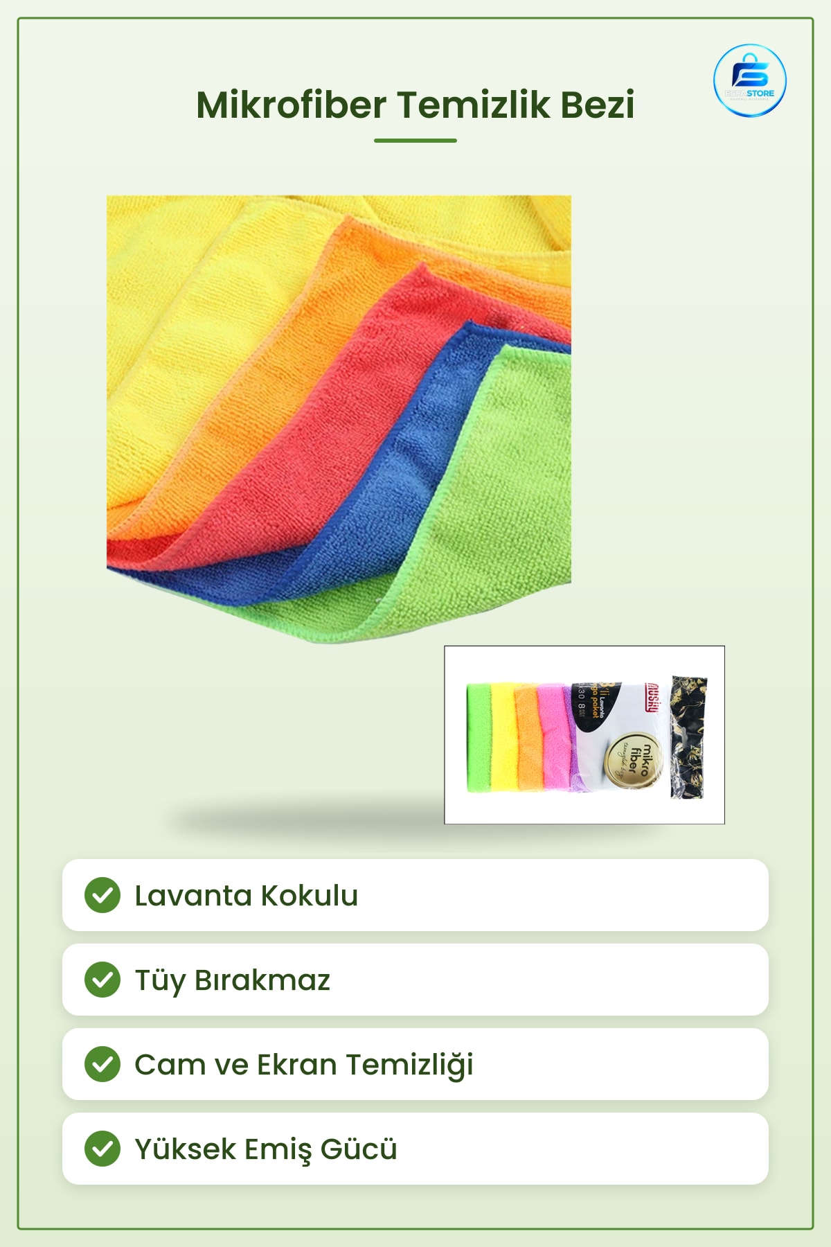Lavanta Kokulu Mikrofiber Temizlik Bezi Cam Mobilya Mutfak ve Ekran Temizliğinde Tüy Bırakmaz