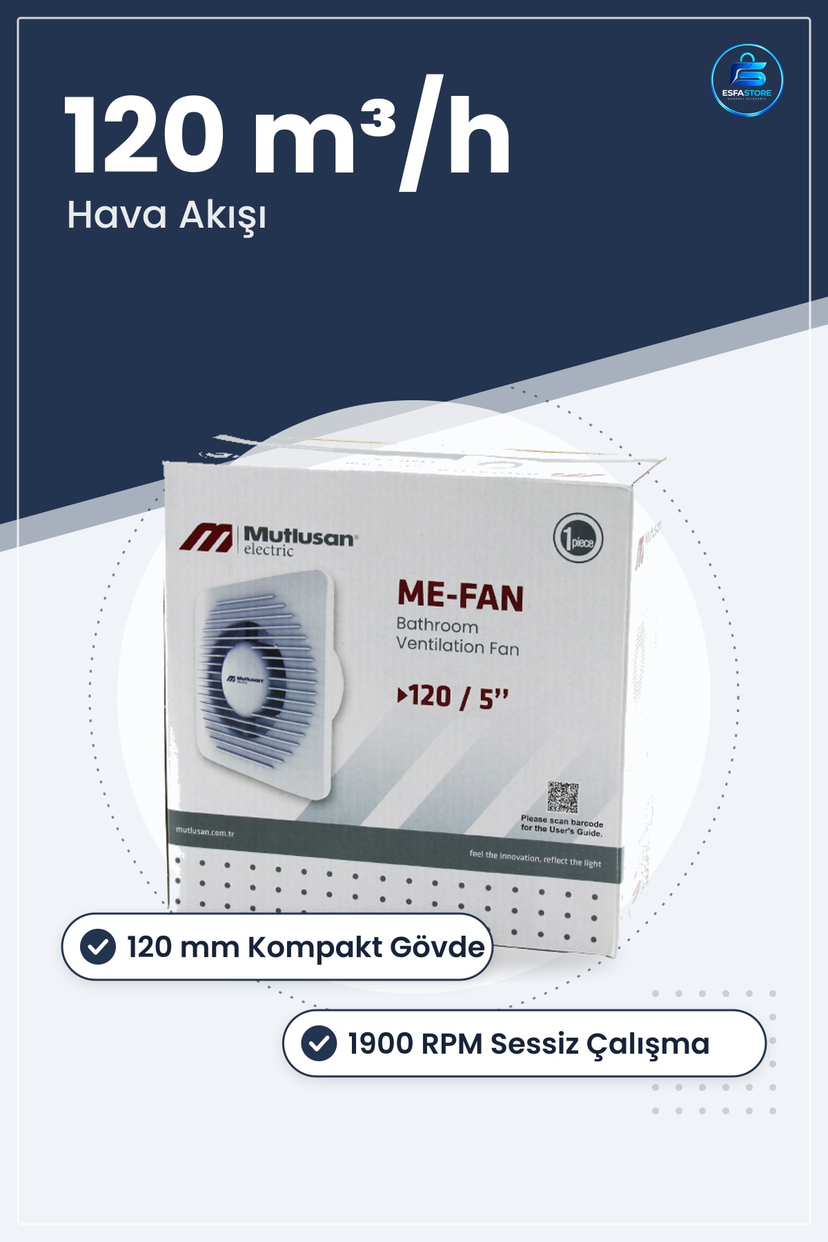Tavan Vantilatörü 120 mm Banyo Tuvalet Aspiratörü 15W m³/h Sessiz Havalandırma Fanı Kompakt