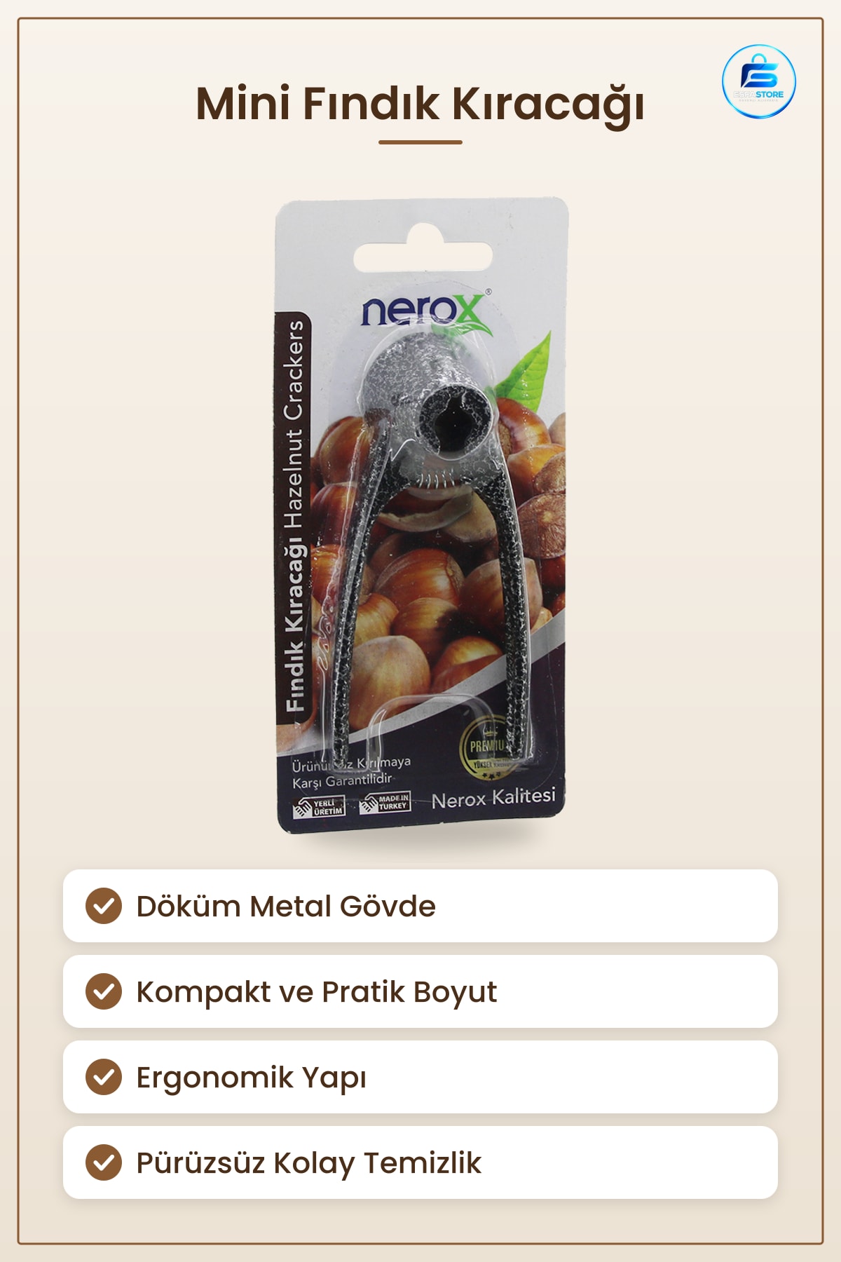 Fındık Kıracağı Mini Döküm Metal Ceviz Kırma Aleti Mutfak Kompakt Dayanıklı Pratik