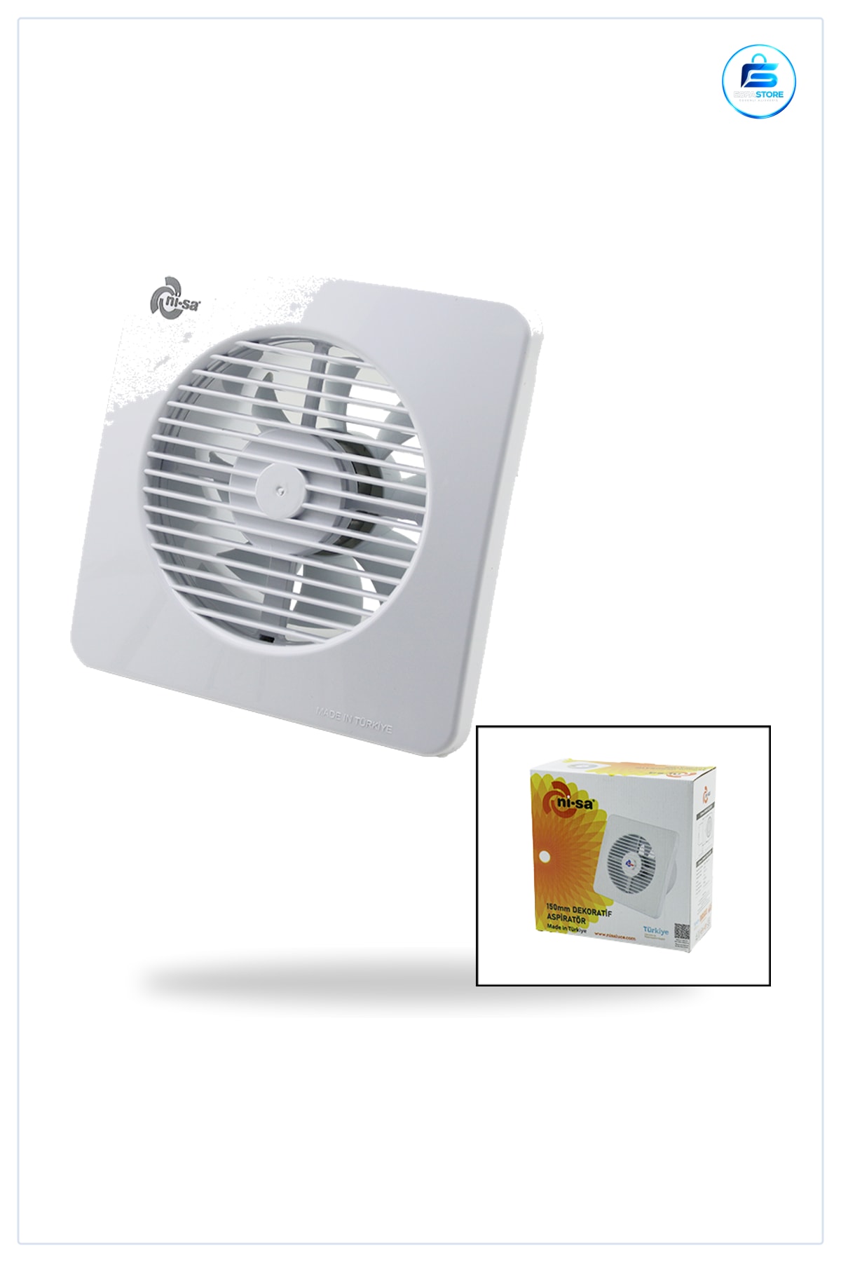 Aspiratör 150 mm Plastik Banyo Tuvalet Fanı 20W m3/h Nem Koku Kontrolü Düşük Gürültülü