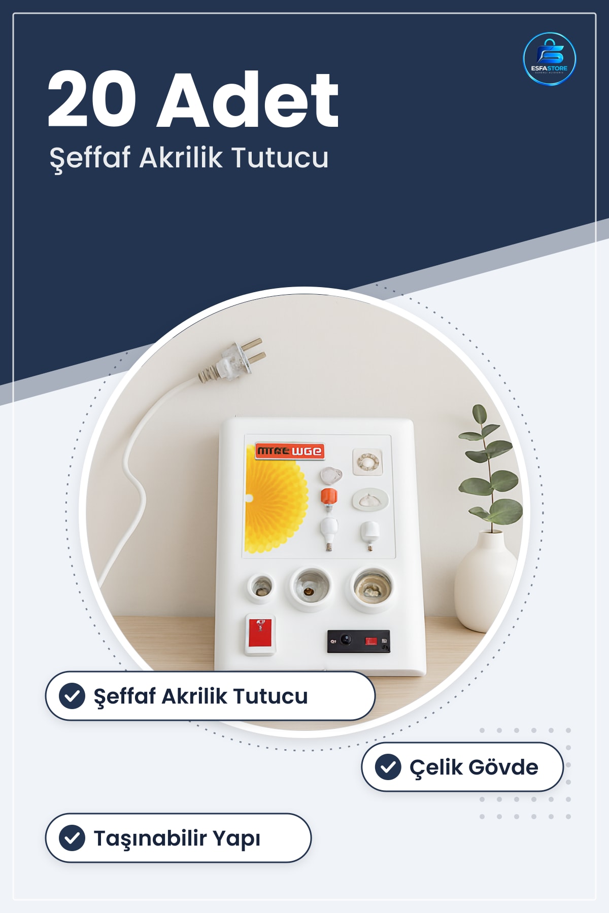 Ampul ve 12V LED Panel Deneme Standı Duy Sergileme Mağaza Showroom Bayi Stand Adete Kadar