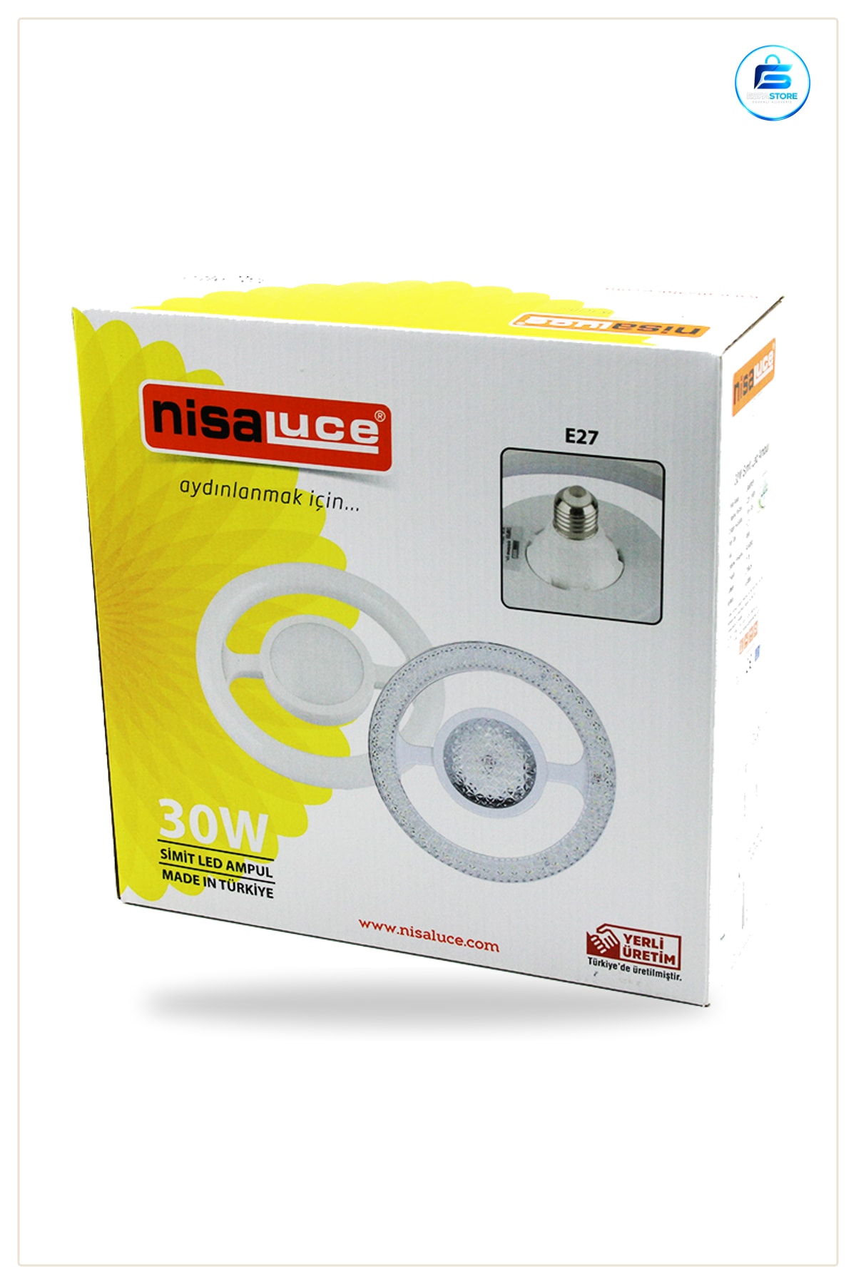 30W E27 LED Ampul 6500K 2700 Lumen Simit Model Mika Kristal Plastik Cam Ev Aydınlatma