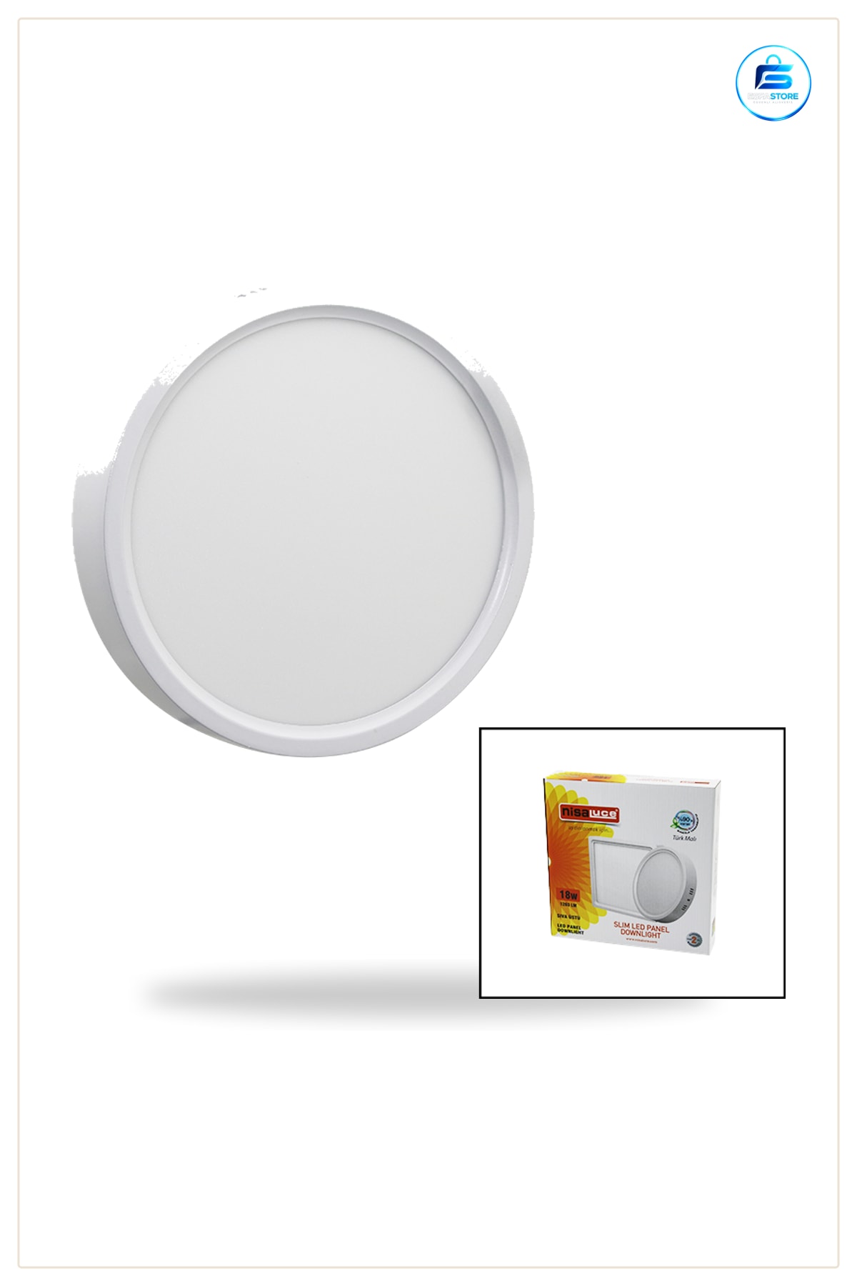 Armatür Yuvarlak LED Slim Panel 18W 6500K 20.5 cm lm Sıva Üstü Ofis Mağaza Koridor