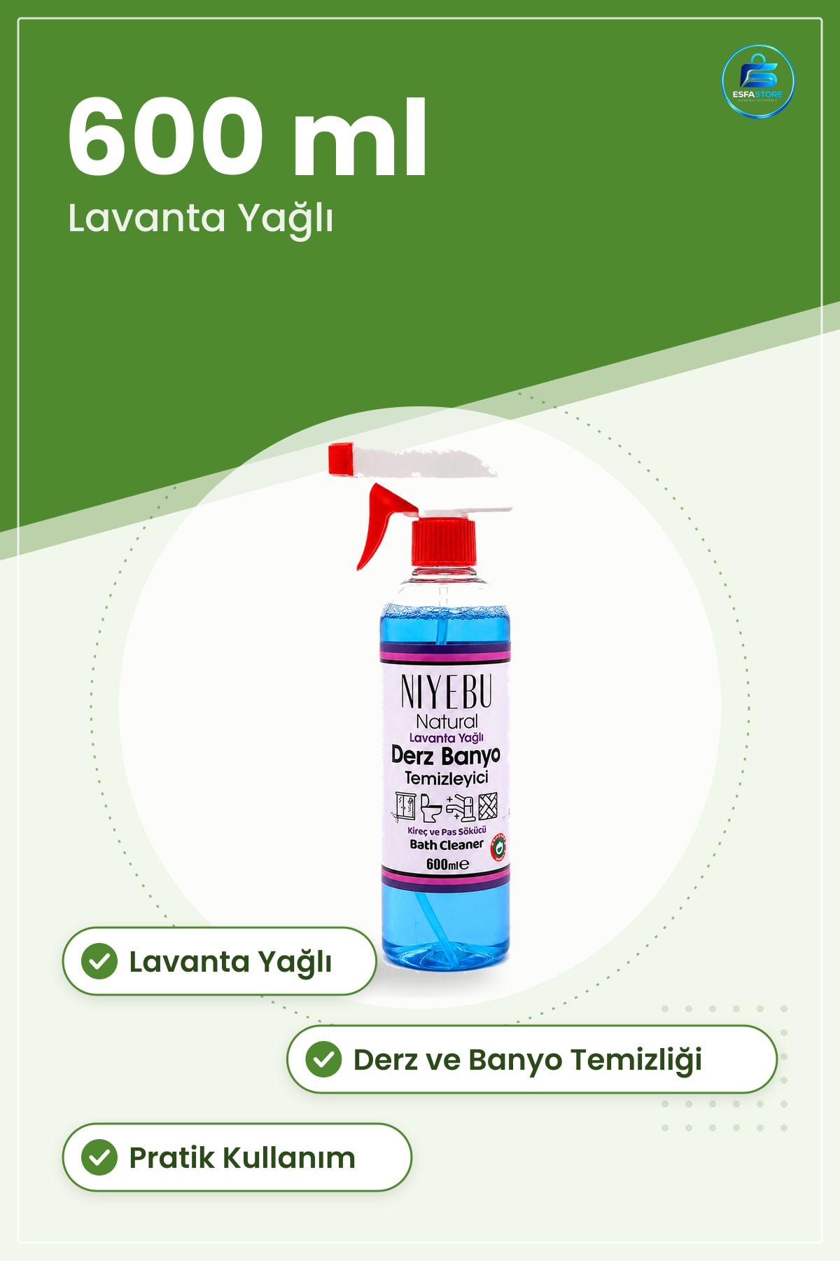 Derz ve Banyo Temizleyici Lavanta Yağlı 600 ml Kıre< Kullanışlı Dayanıklı Pratik