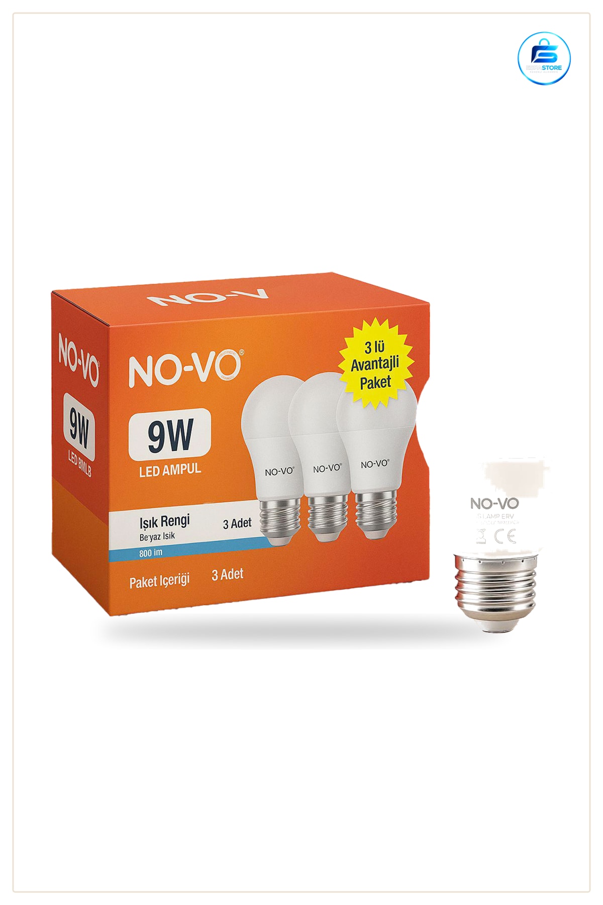 LED Ampul E27 9W 6500K 806lm Soğuk Işık Enerji Tasarruflu Ev Ofis Mağaza Aydınlatma Lambası