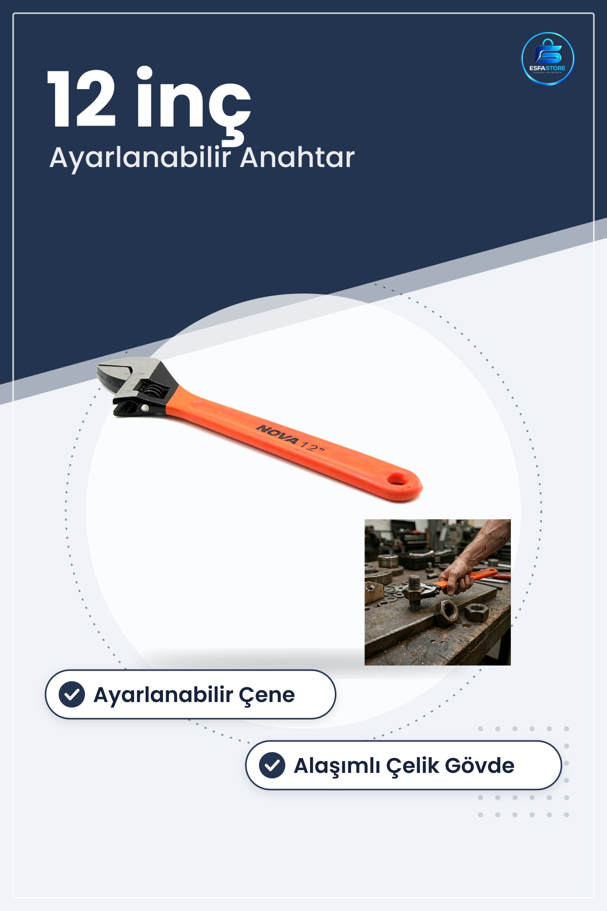 Kurbağacık Anahtar " Ayarlanabilir Çene Alaşımlı Çelik Hırdavat Tamir Aleti Tesisat