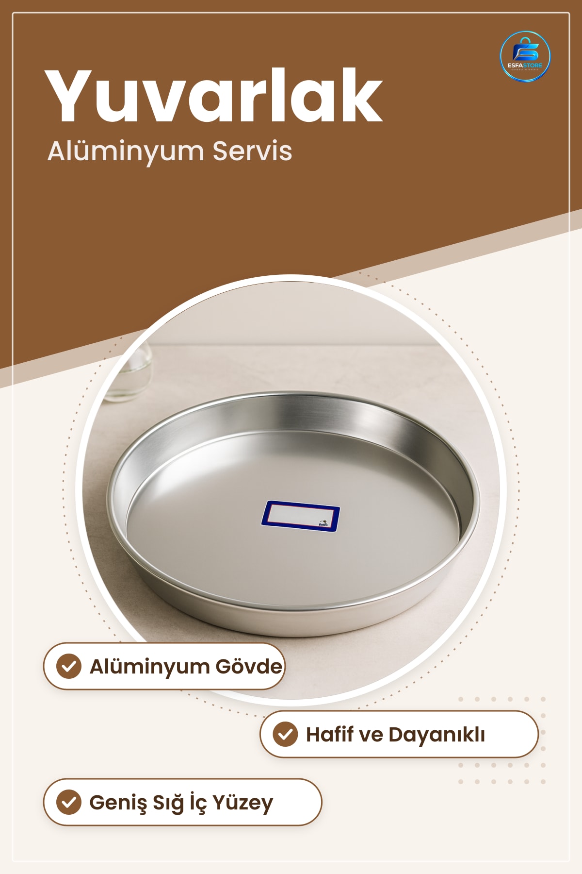 Yuvarlak Alüminyum Servis Tepsi Hafif Dayanıklı Mutfak Restoran Kafe İçecek Yiyecek Sofra