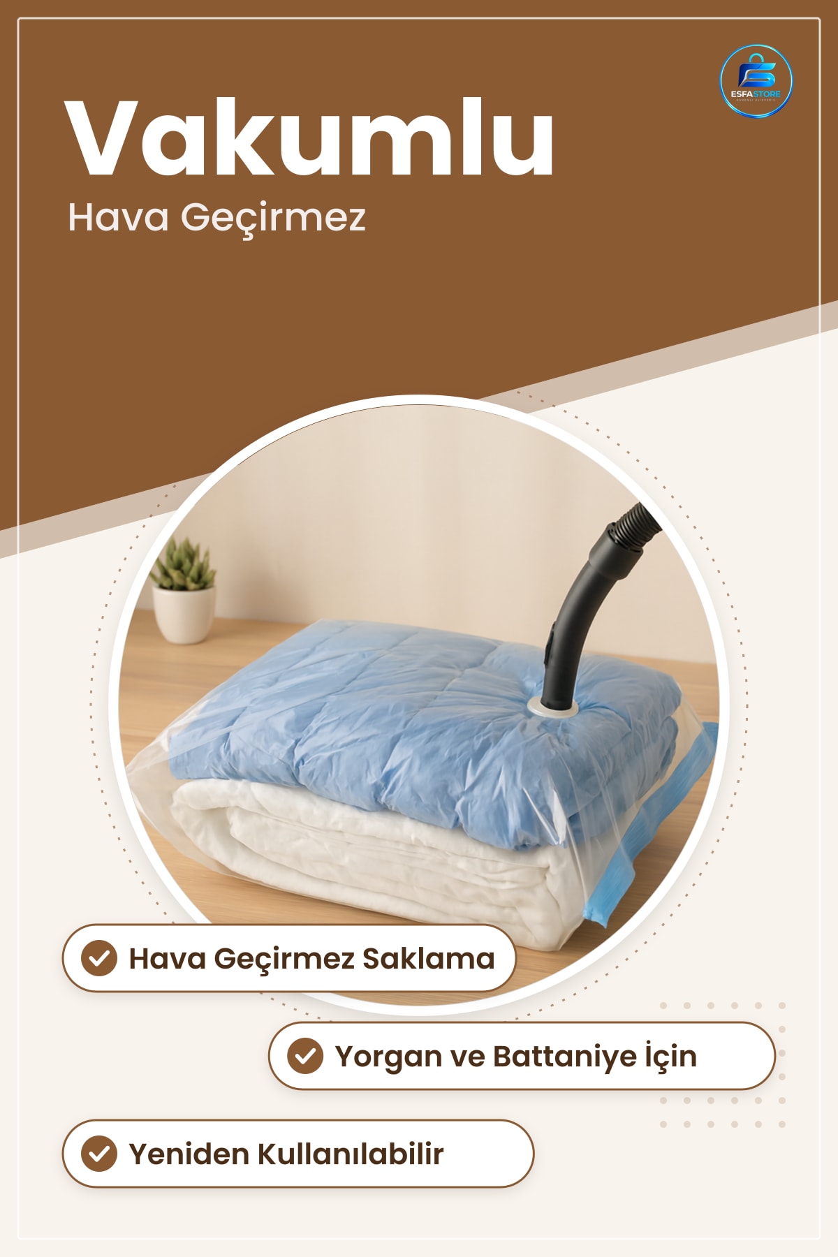 Vakuumlu Hurç Poşet Yorgan Battaniye Kıyafet Saklama Torbası Dolap Düzenleyici Hava Geçirmez