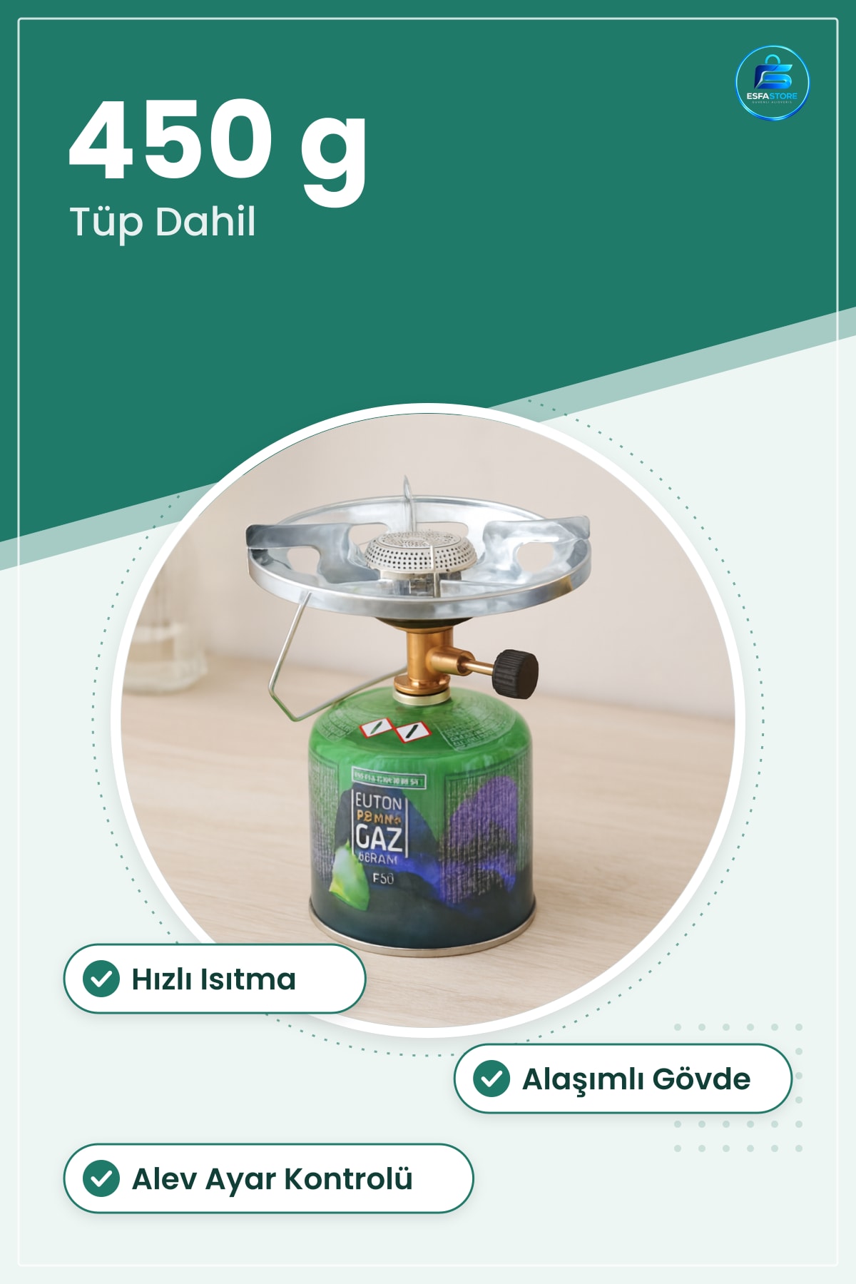 Siboplu Kamp Ocağı 450gr Tüp Dahil Taşınabilir Hızlı Isıtma Doğada Yemek Pişirme Set
