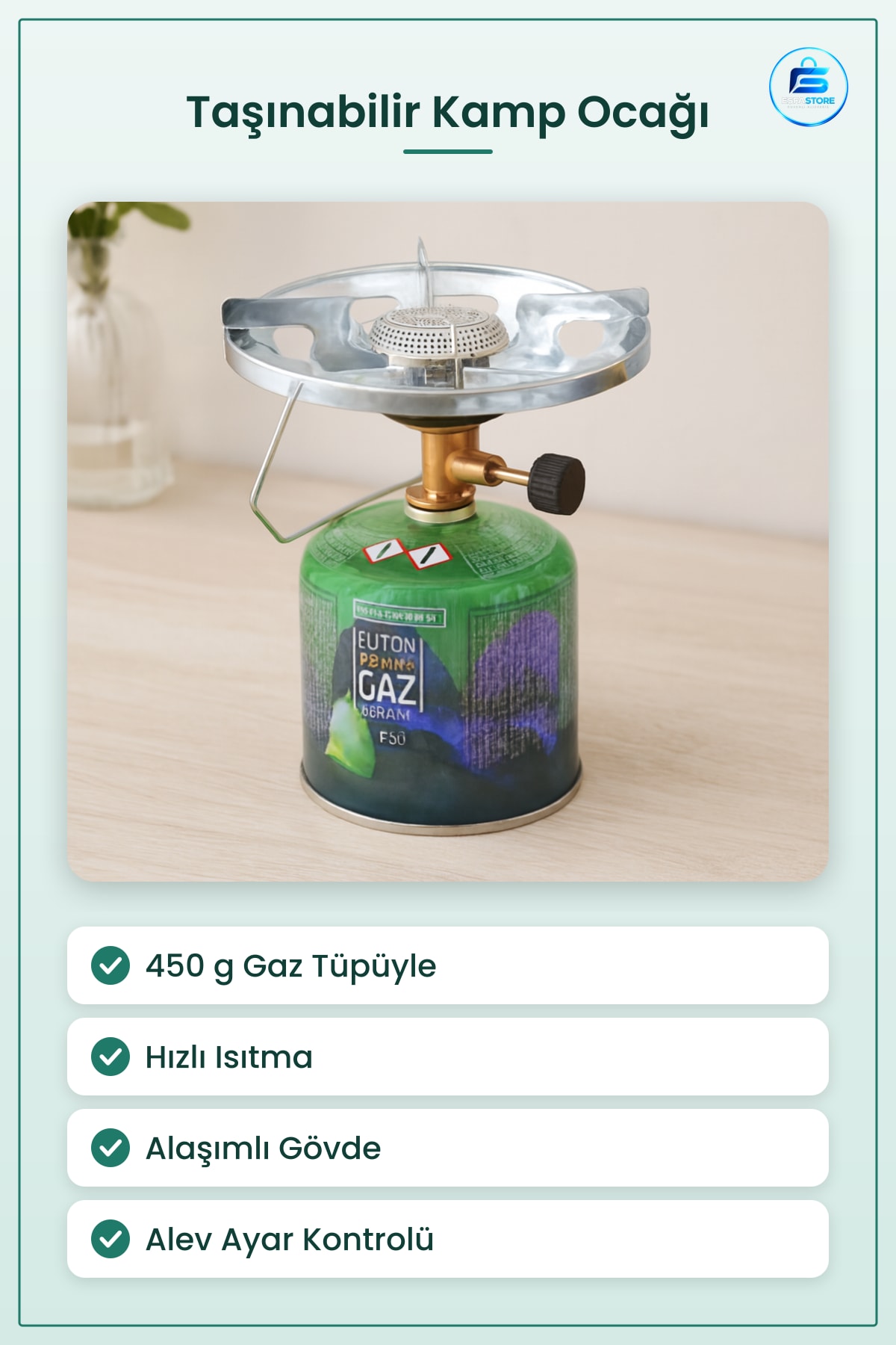 Siboplu Kamp Ocağı 450gr Tüp Dahil Taşınabilir Hızlı Isıtma Doğada Yemek Pişirme Set