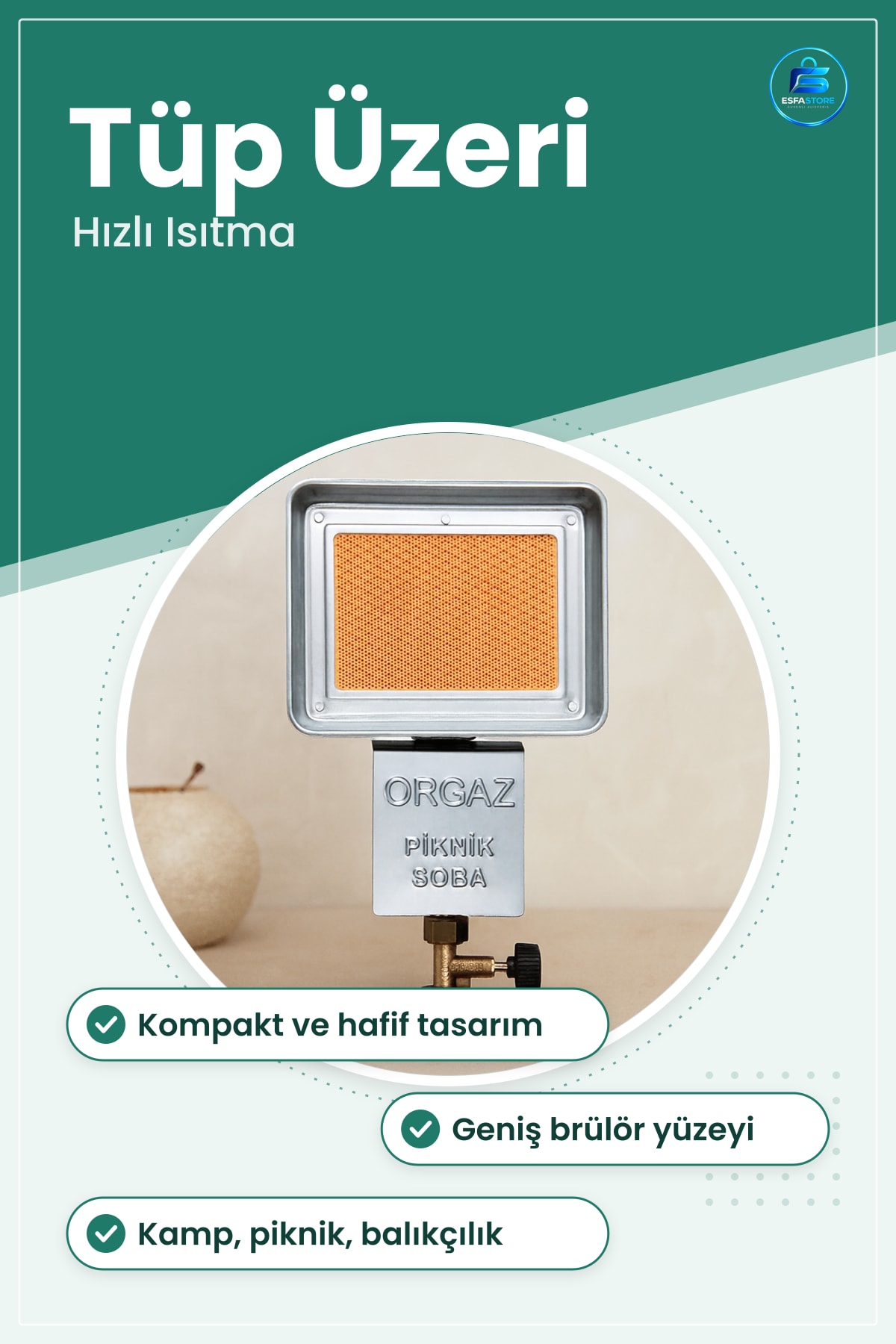 Kamp Mutfağı Piknik Sobası Tüp Üzeri Geniş Musluk Bağlantılı Taşınabilir Dış Mekan Gaz Ocağı