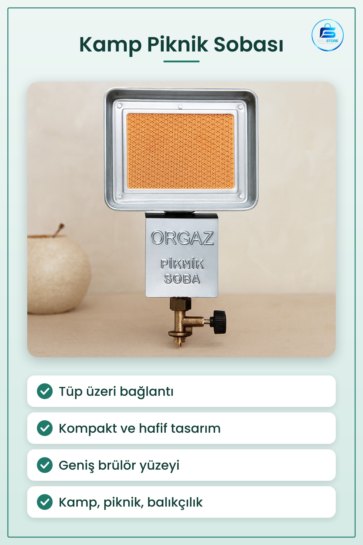 Kamp Mutfağı Piknik Sobası Tüp Üzeri Geniş Musluk Bağlantılı Taşınabilir Dış Mekan Gaz Ocağı