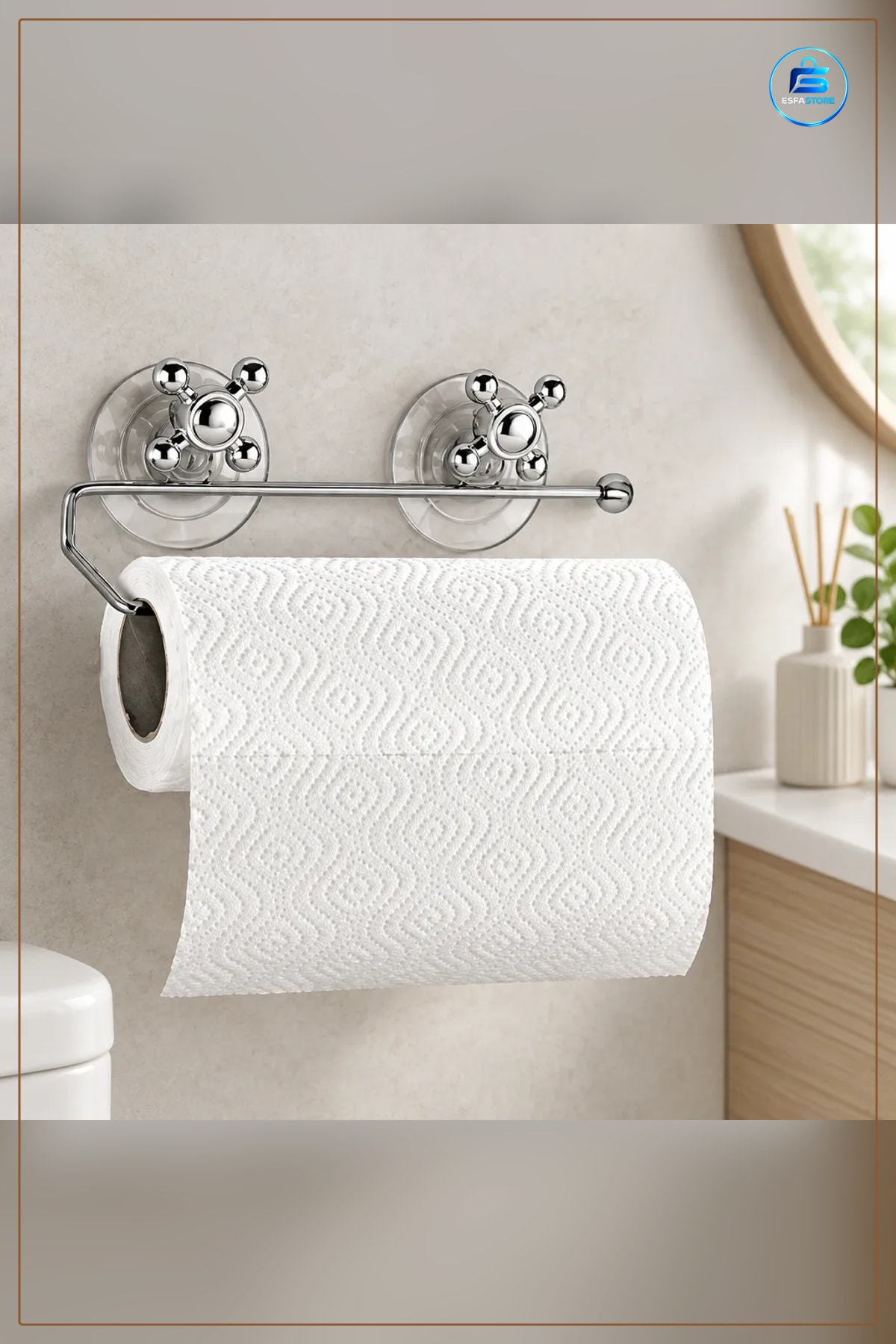 Mutfak Düzenleyici Çift Vantuzlu Metal Kağıt Havluluk Delmeden Montaj Banyo ve Çalışma Alanı