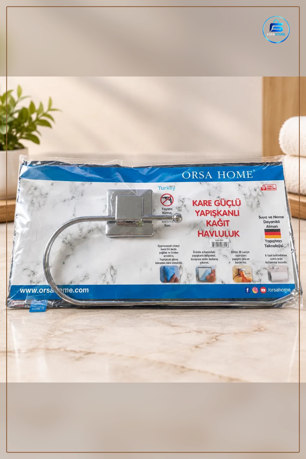 Yapışkanlı Metal Kağıt Havluluk Krom Oval Açıklı Mutfak Banyo Tuvalet Duvar Asısı Tutucu