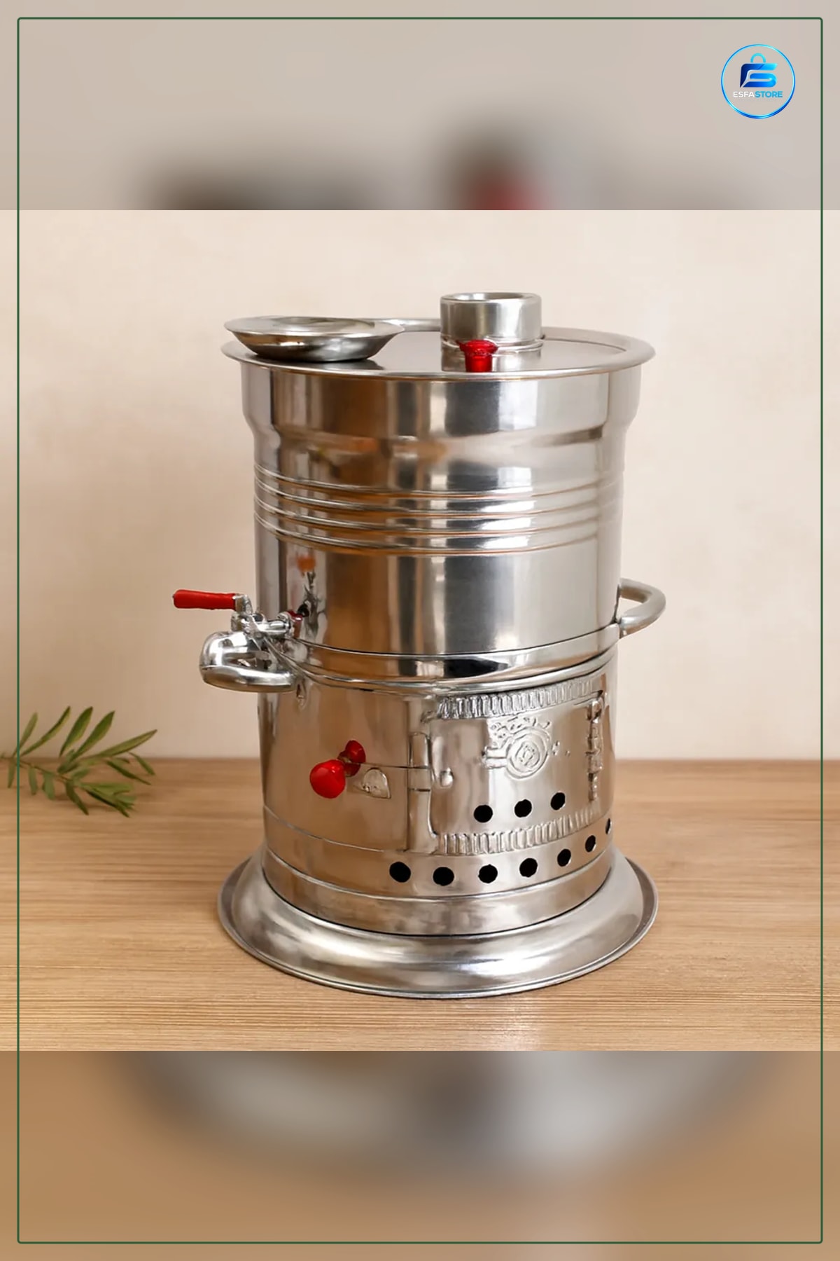 Odunlu Semaver 10 L Piknik Paslanmaz Çelik Tek Musluk Kamp Bahçe Çay Servisi İçin