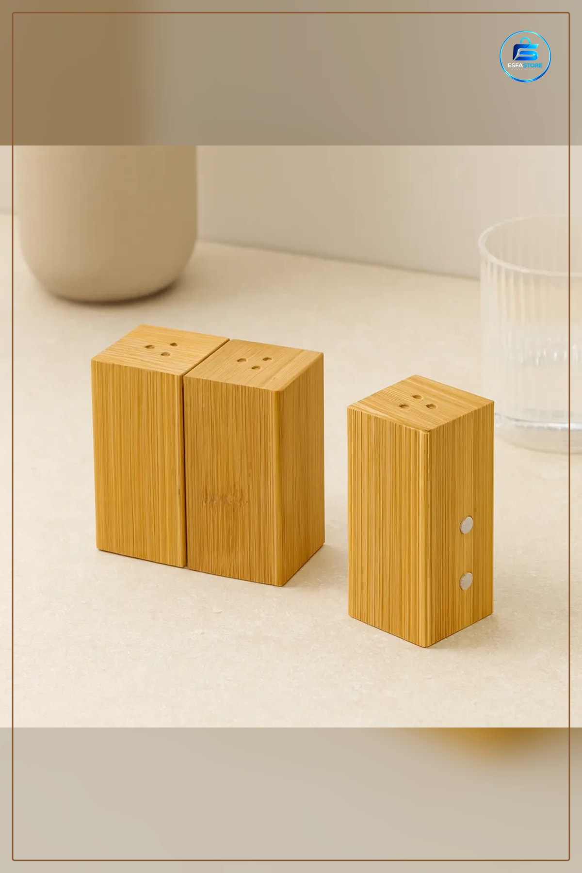Tuzluk Biberlik Bambu Mıknatıslı Baharatlık 4.5x5x9 cm Mutfak Tuz ve Karabiber Seti Piknik