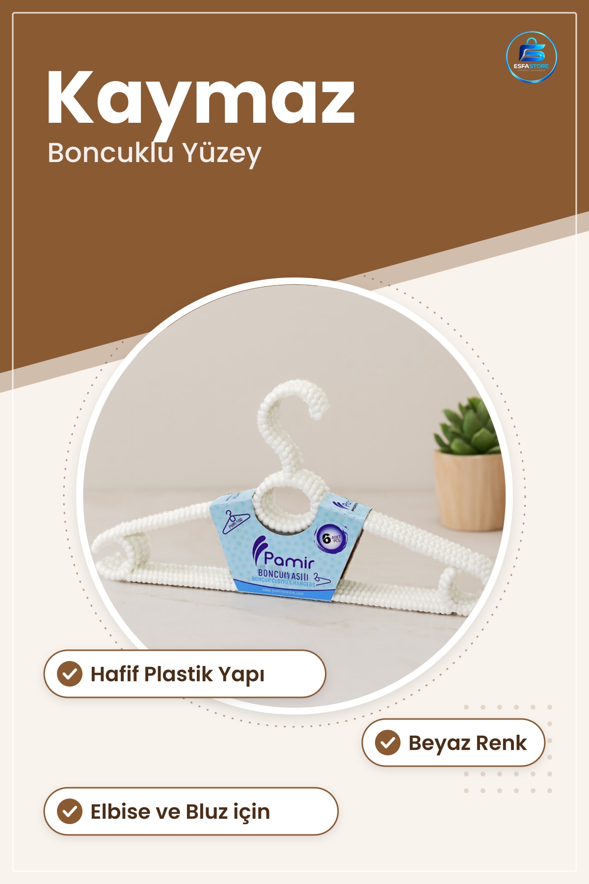 Plastik Boncuklu Elbise Ası Kaymaz Hafif Dayanıklı Garderop Düzenleme Ev Dolap Bluz Giysi
