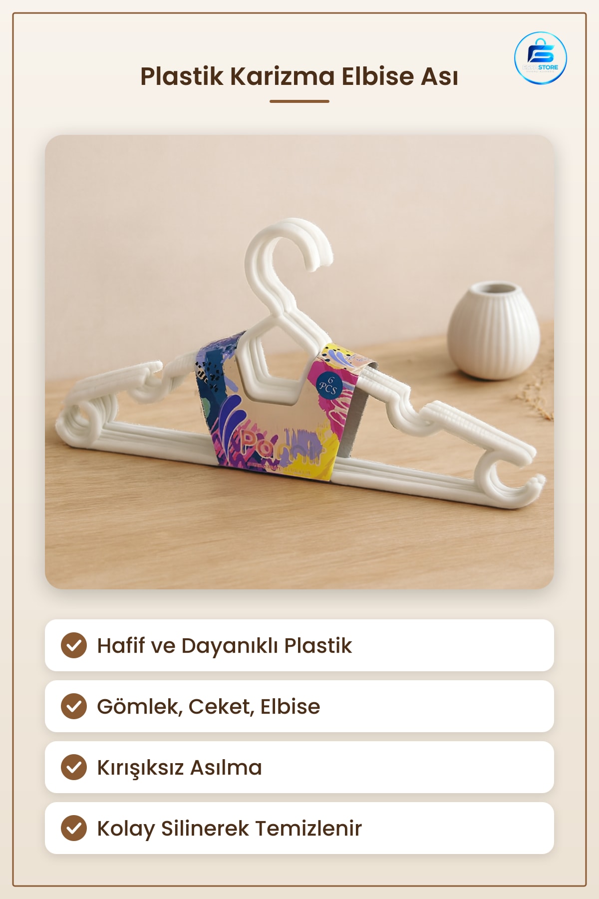 Plastik Karizma Elbise Ası Gardrop Düzenleyici Dayanıklı Hafif Dolap İçi Kıyafet Düzeni