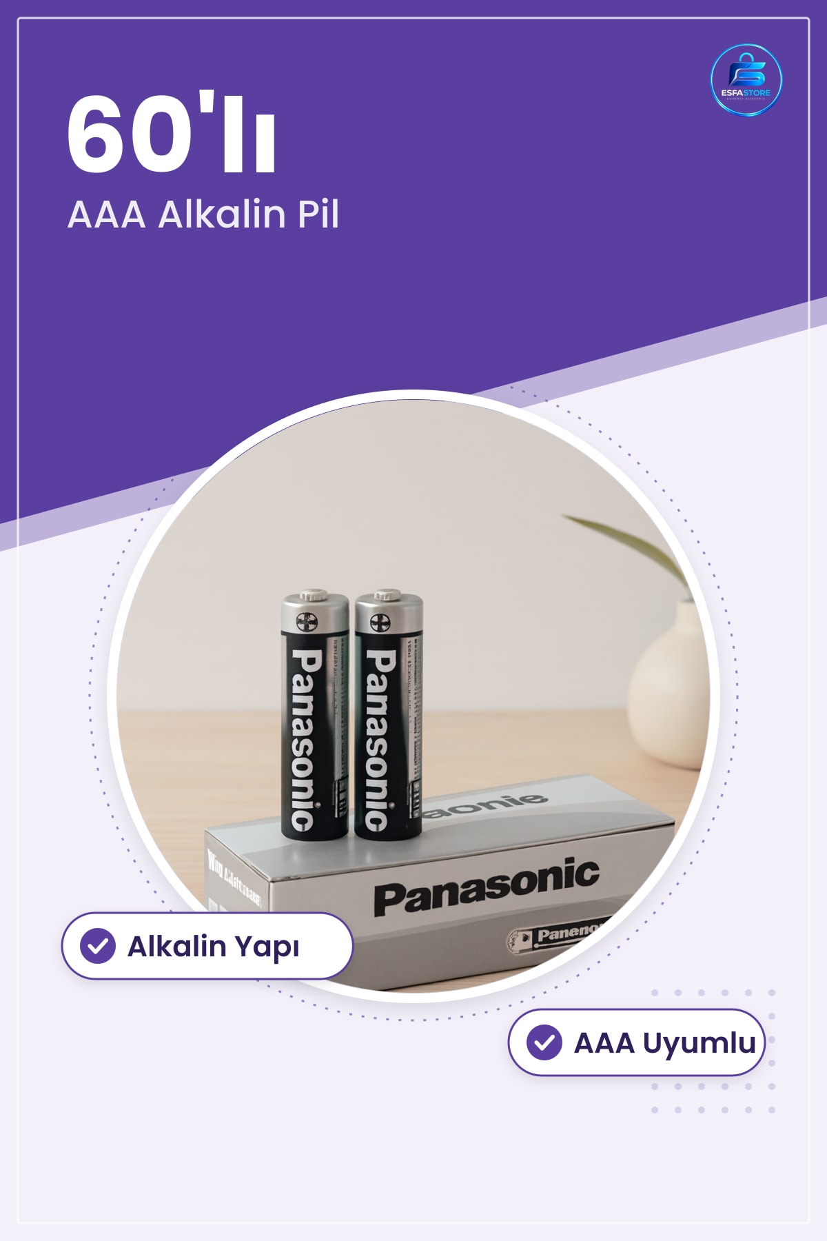 AAA İnce Alkalin Pil 60'lı Uzaktan Kumanda Saat Oyuncak El Feneri Taşınabilir Elektronik Ürünler
