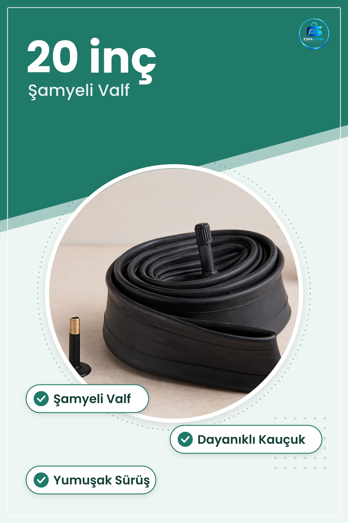 Bisiklet İç Lastik 20 inç Şamyeli Kauçuk Dayanıklı Hava Tutma Konforlu Sürüş Janta