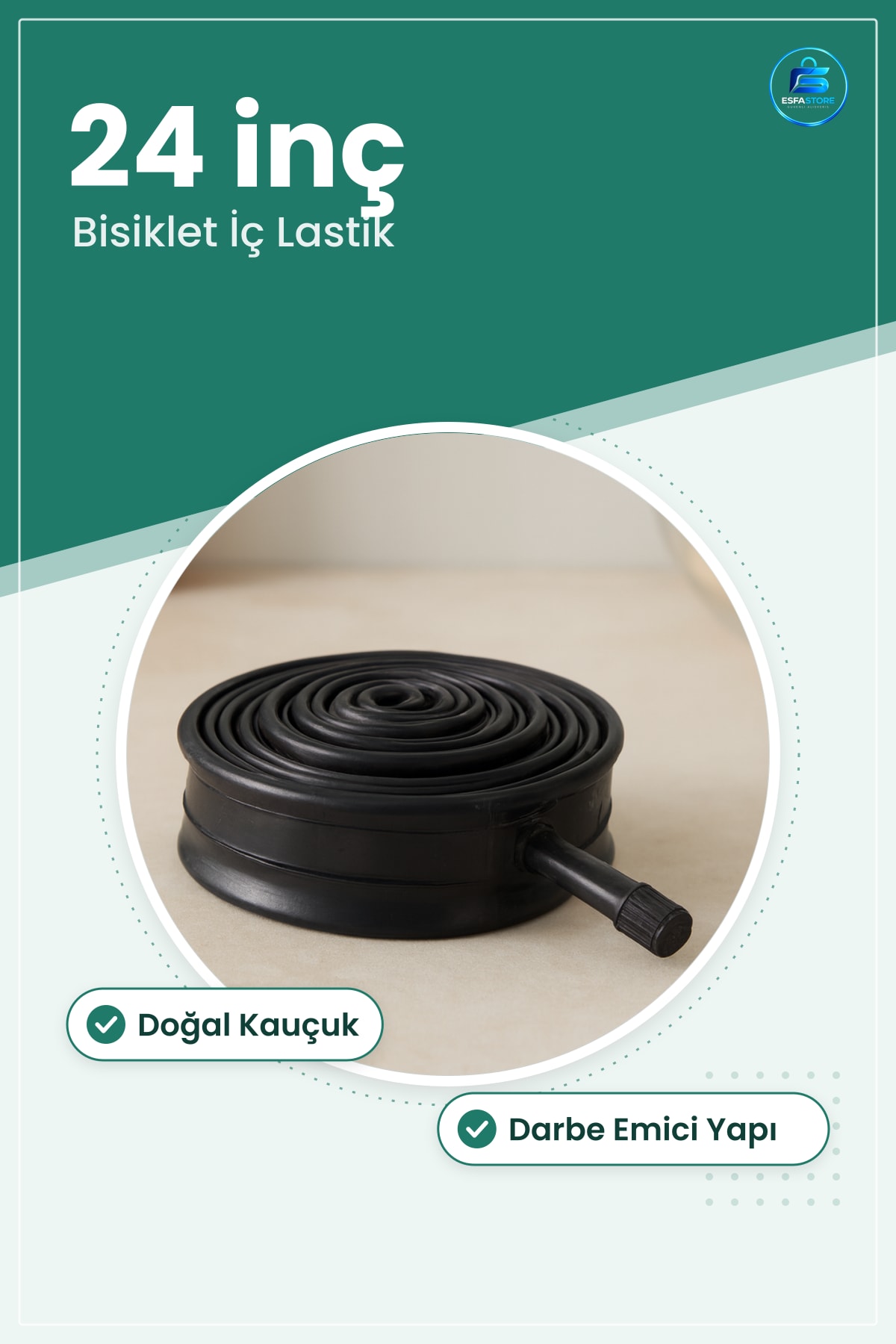 Bisiklet Lastiği 24 inç İç Lastik Şambiyel Doğal Kauçuk Dayanıklı Hava Tutuşlu Parkur Şehir