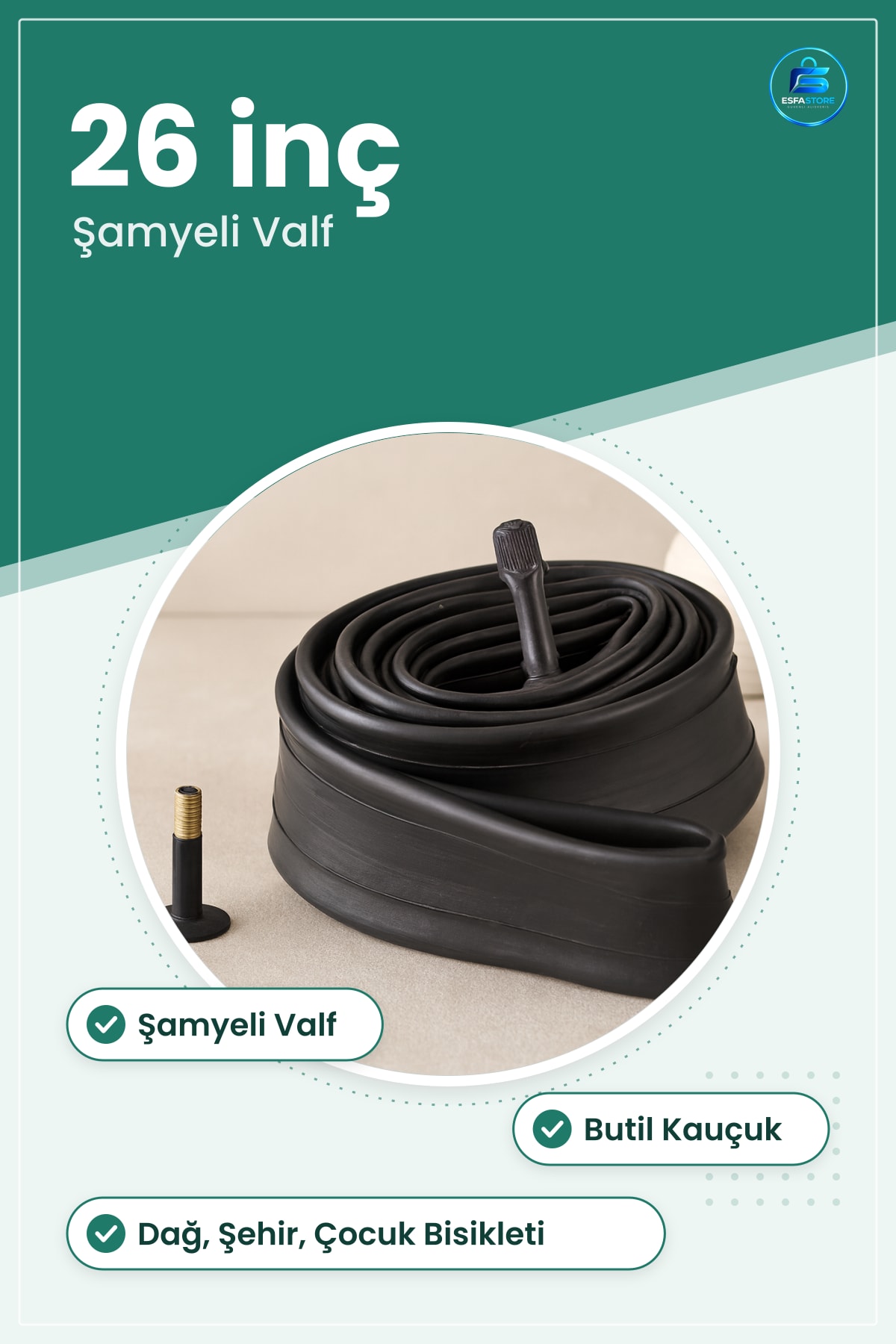 26 inç Bisiklet Lastiği İç Lastik Şamyeli Butil Kauçuk Dağ Şehir ve Çocuk Bisikleti Yedek