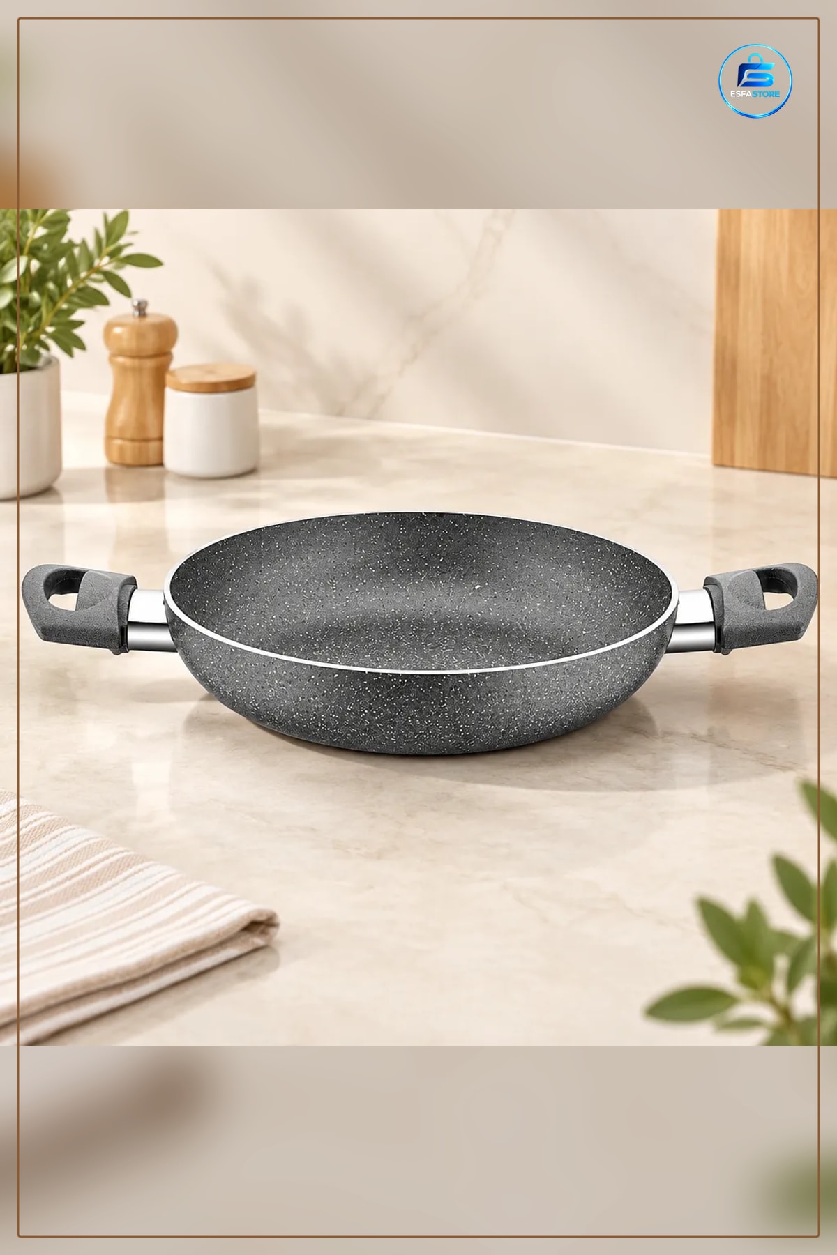 Granit Kaplı Çift Saplı Sahan Tava 20 cm Yapışmaz Az Yağlı Omlet Mutfak Pişirme Kullanımı