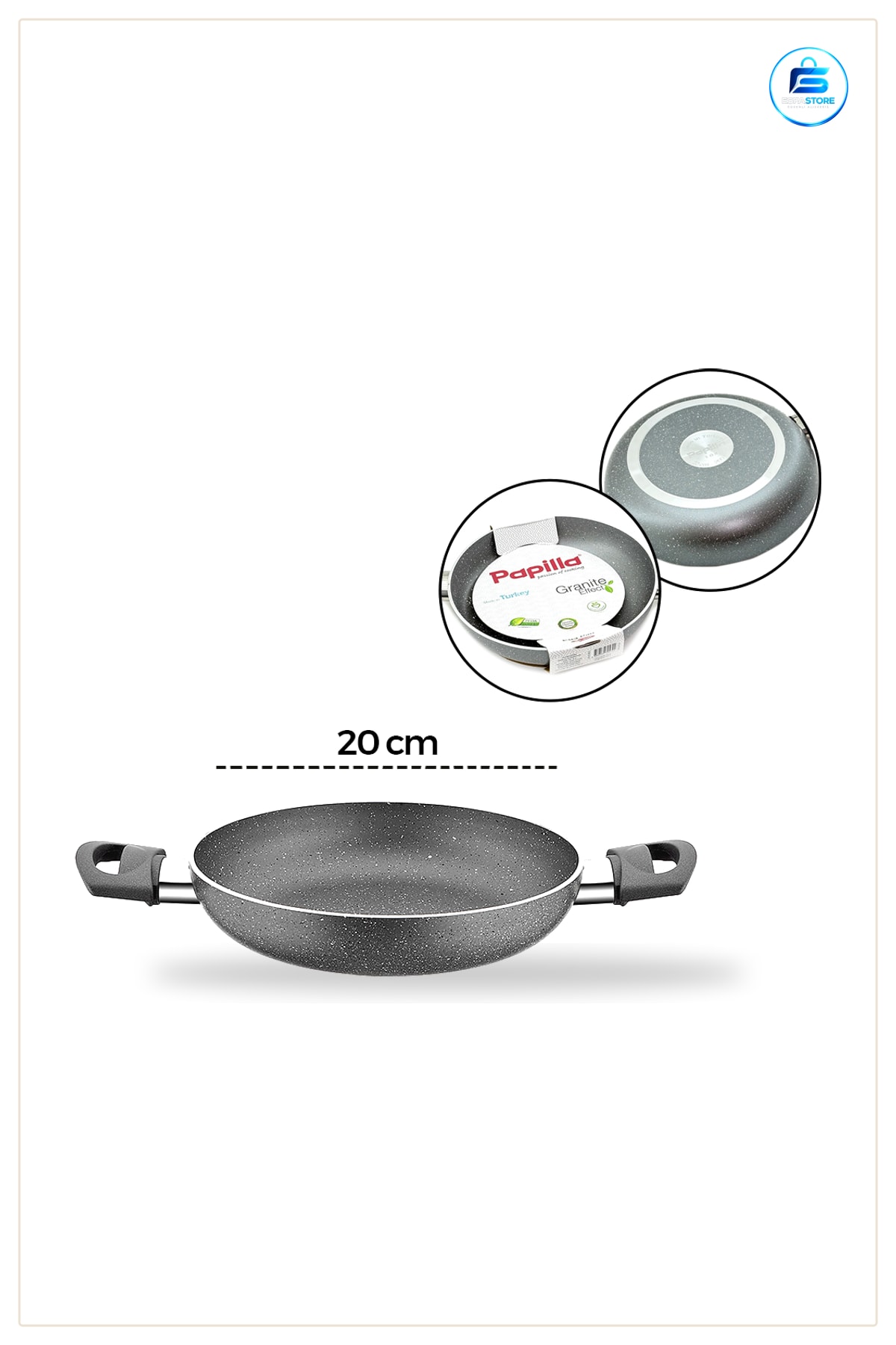 Granit Kaplı Çift Saplı Sahan Tava 20 cm Yapışmaz Az Yağlı Omlet Mutfak Pişirme Kullanımı