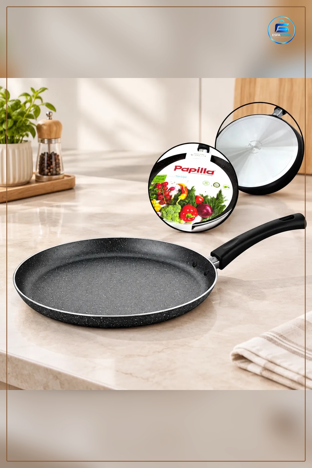 Krep Tava Tek Saplı Granit Kaplama Yapışmaz Pankek Omlet İnce Yemek Mutfak Pişirme Hamur