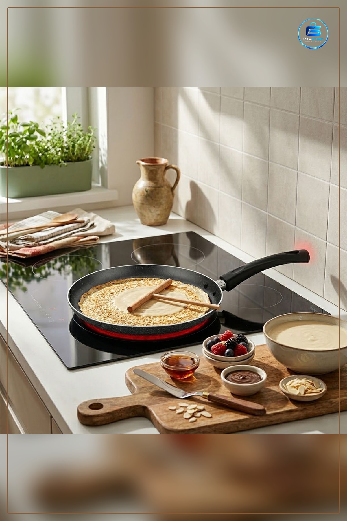 Krep Tava Tek Saplı Granit Kaplama Yapışmaz Pankek Omlet İnce Yemek Mutfak Pişirme Hamur