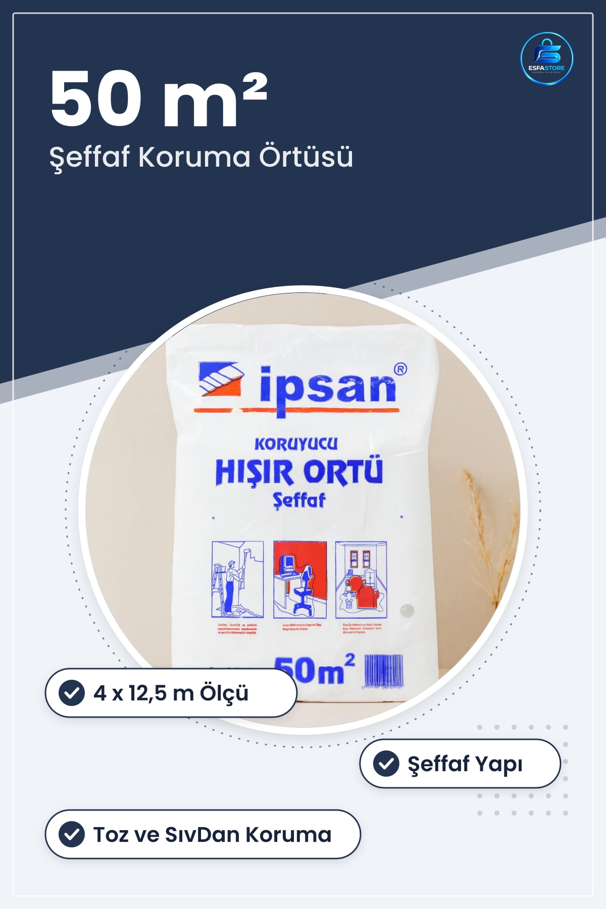 Şeffaf Koruyucu Hışır Örtü m² Mobilya Koltuk Tadilat Boya Zemin Koruma Pratik Kullanım