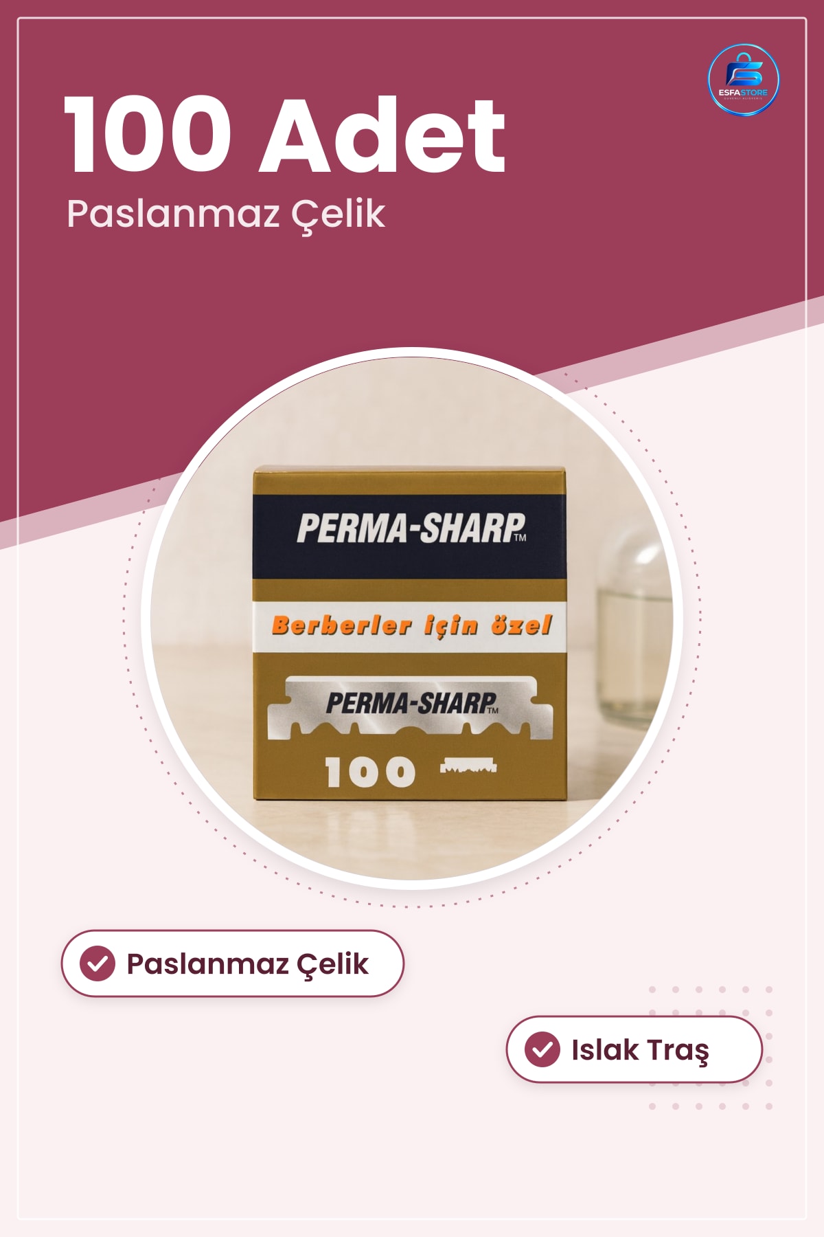 Tıraş Bıçağı Yarım Kırık Jilet 100 Adet Paslanmaz Çelik Berber Kuaför Keskin Kesim Islak