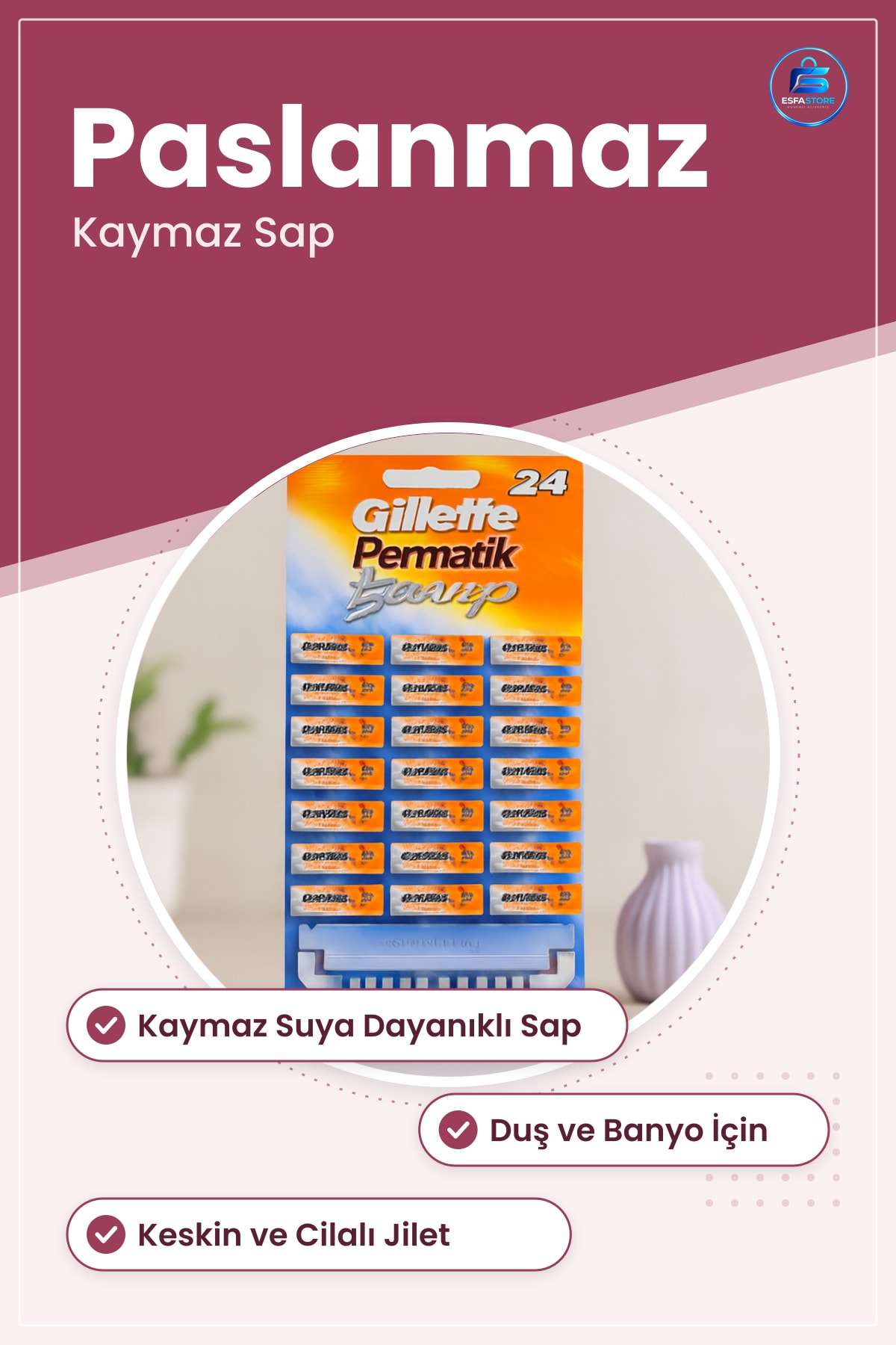 Saplı Tıraş Bıçağı Banyo Jileti Paslanmaz Çelik Kaymaz Sap Tek El Kullanım Hassas Kesim Duş