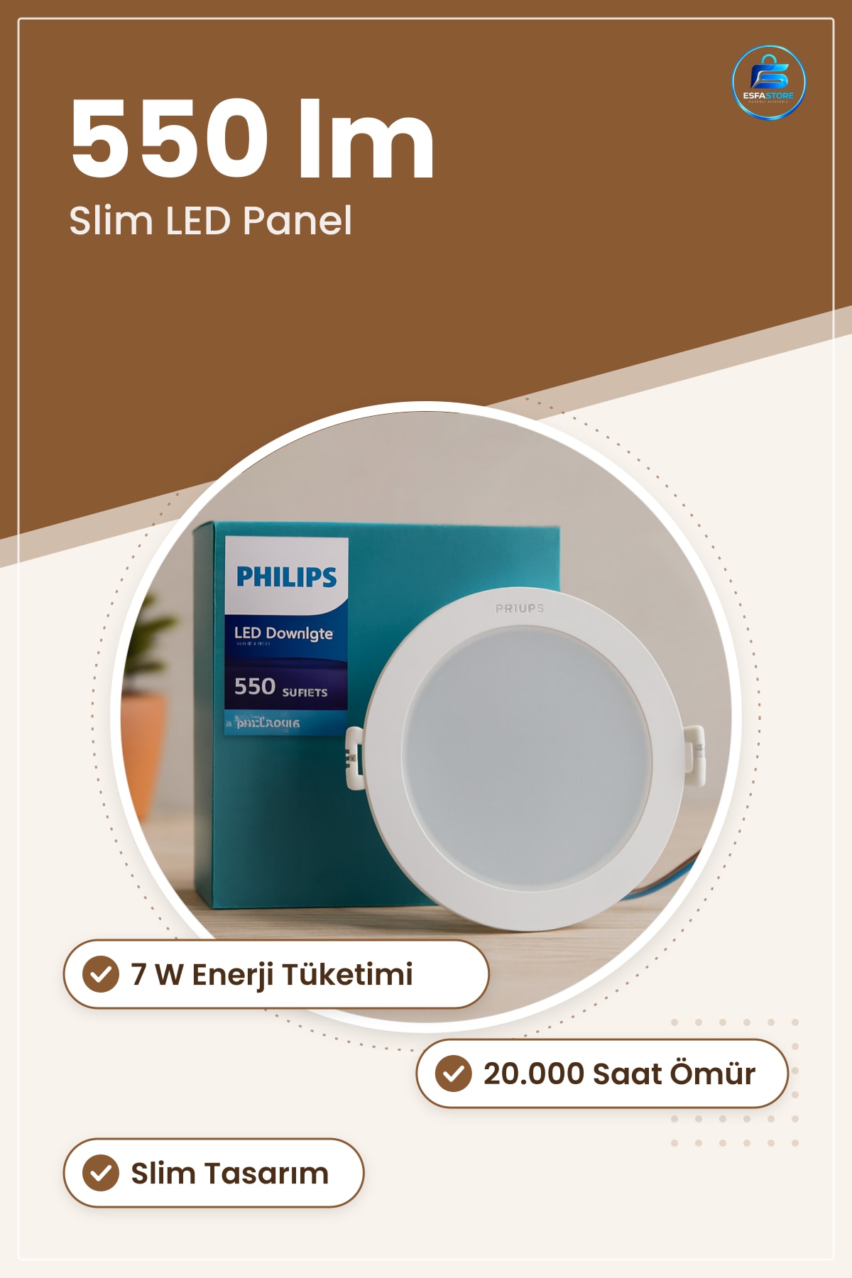 Yuvarlak Sıva Altı LED Slim Panel 7W lm. Saat Ev Ofis Mağaza Koridor Aydınlatma Kullanışlı