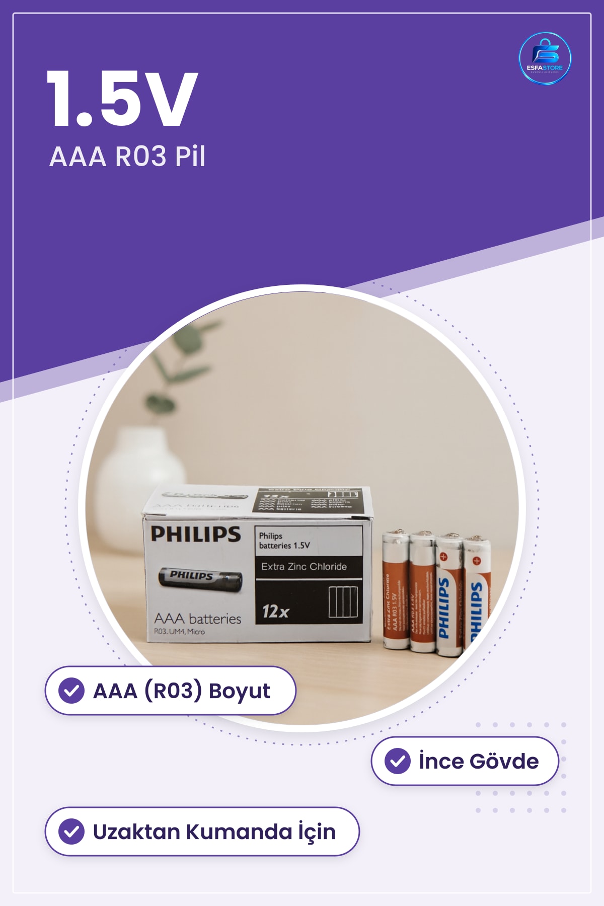 AAA Pil 1.5V R03 İnce Uzaktan Kumanda Kablosuz Fare Klavye Oyuncak ve Saatler İçin Uzun Ömürlü