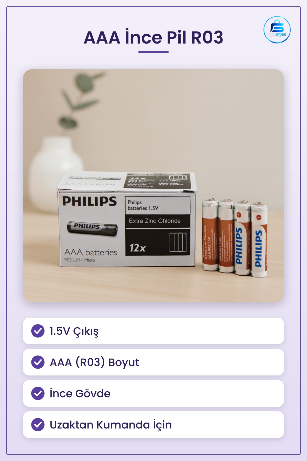 AAA Pil 1.5V R03 İnce Uzaktan Kumanda Kablosuz Fare Klavye Oyuncak ve Saatler İçin Uzun Ömürlü