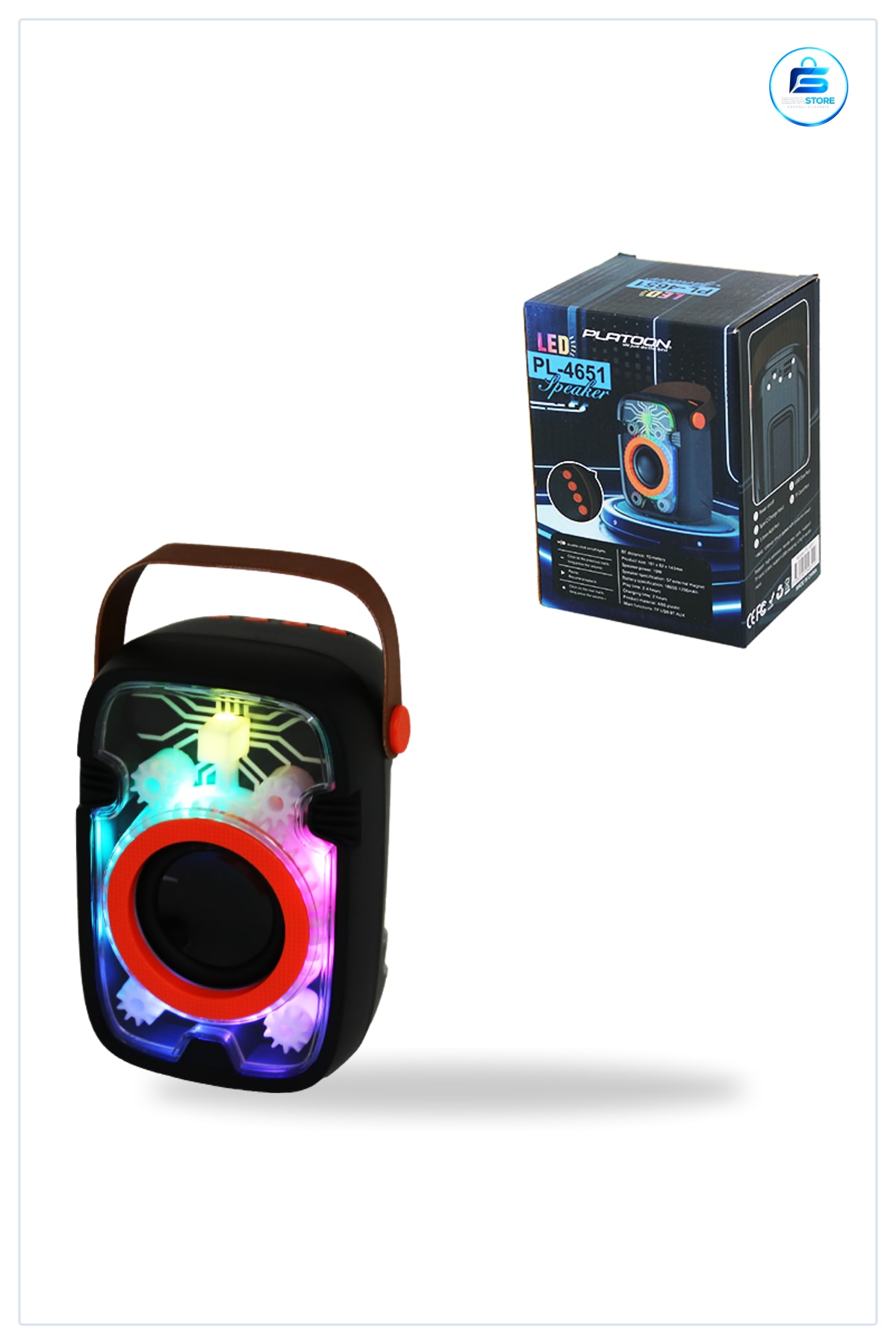 Bluetooth Hoparlör 10W USB & DC 5V Taşınabilir LED Işıklı Kablosuz Ses Kutusu Parti Dış Mekan