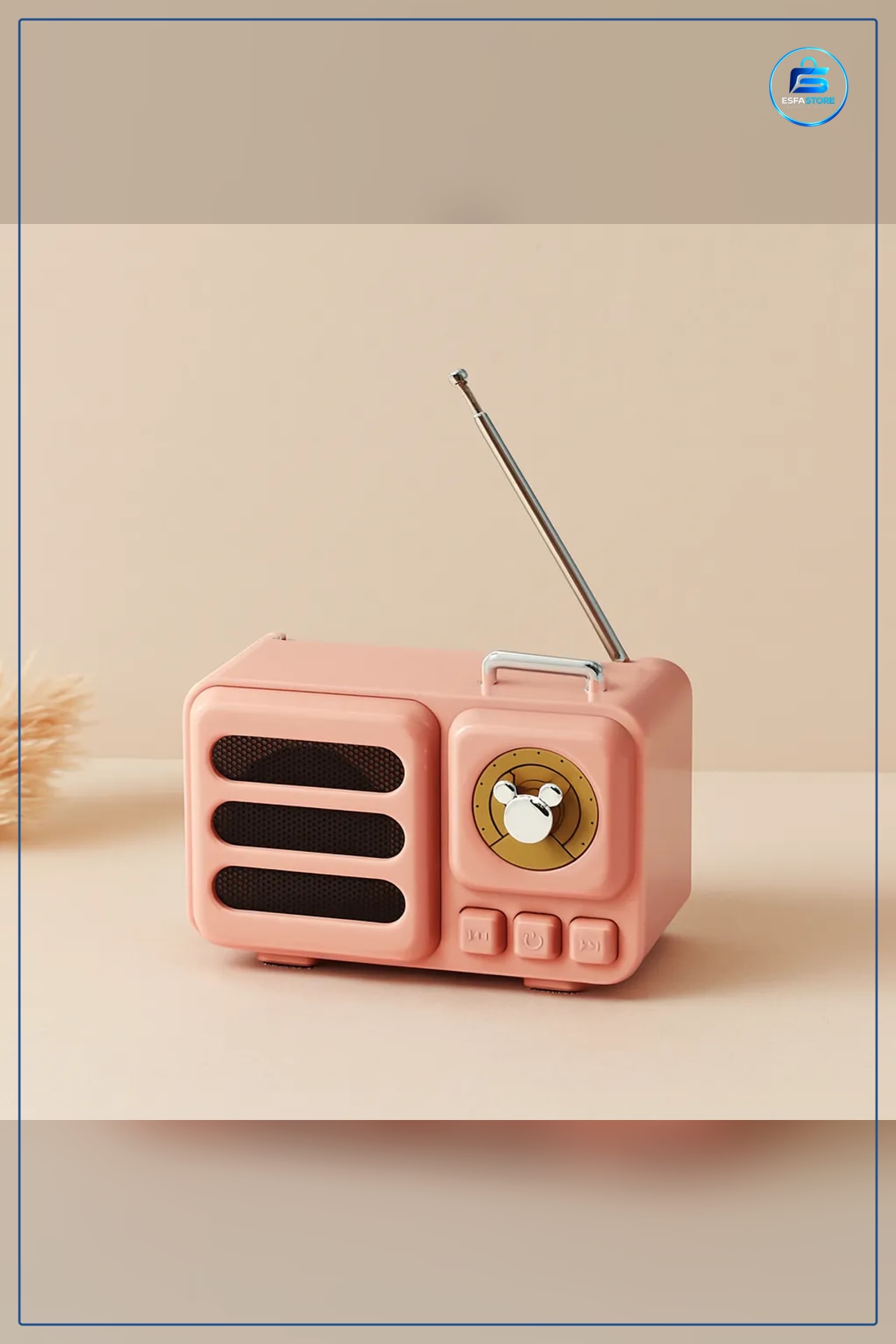 Bluetooth Hoparlör Retro Taşınabilir Işıklı USB Şarjlı TF Kart FM Radyo Pembe Kasa Kablosuz