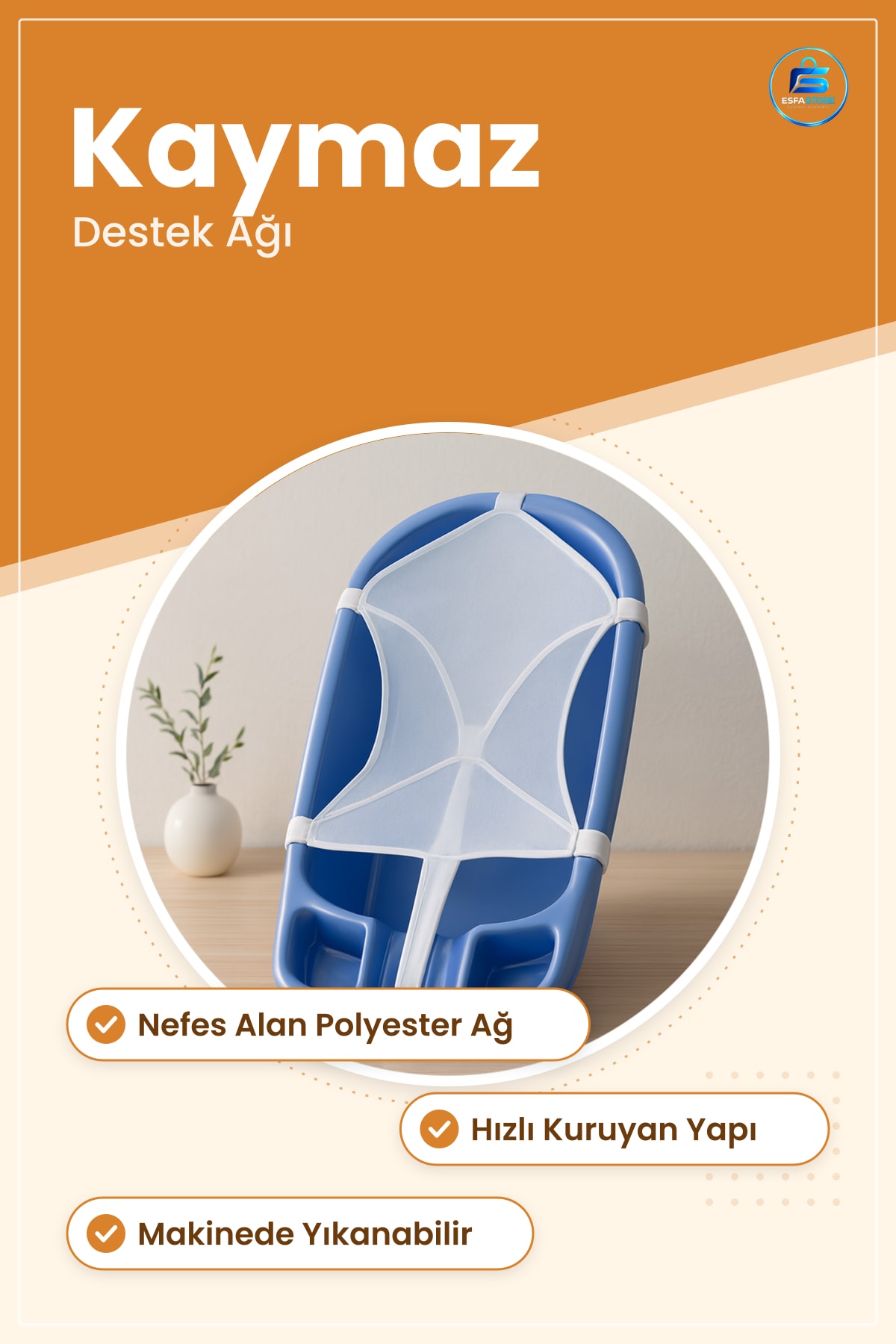 Bebek Küvet Filesi Polyester Ağ Kaymaz Destek Banyo Aksesuarı Nefes Alan Hızlı Kuruyan