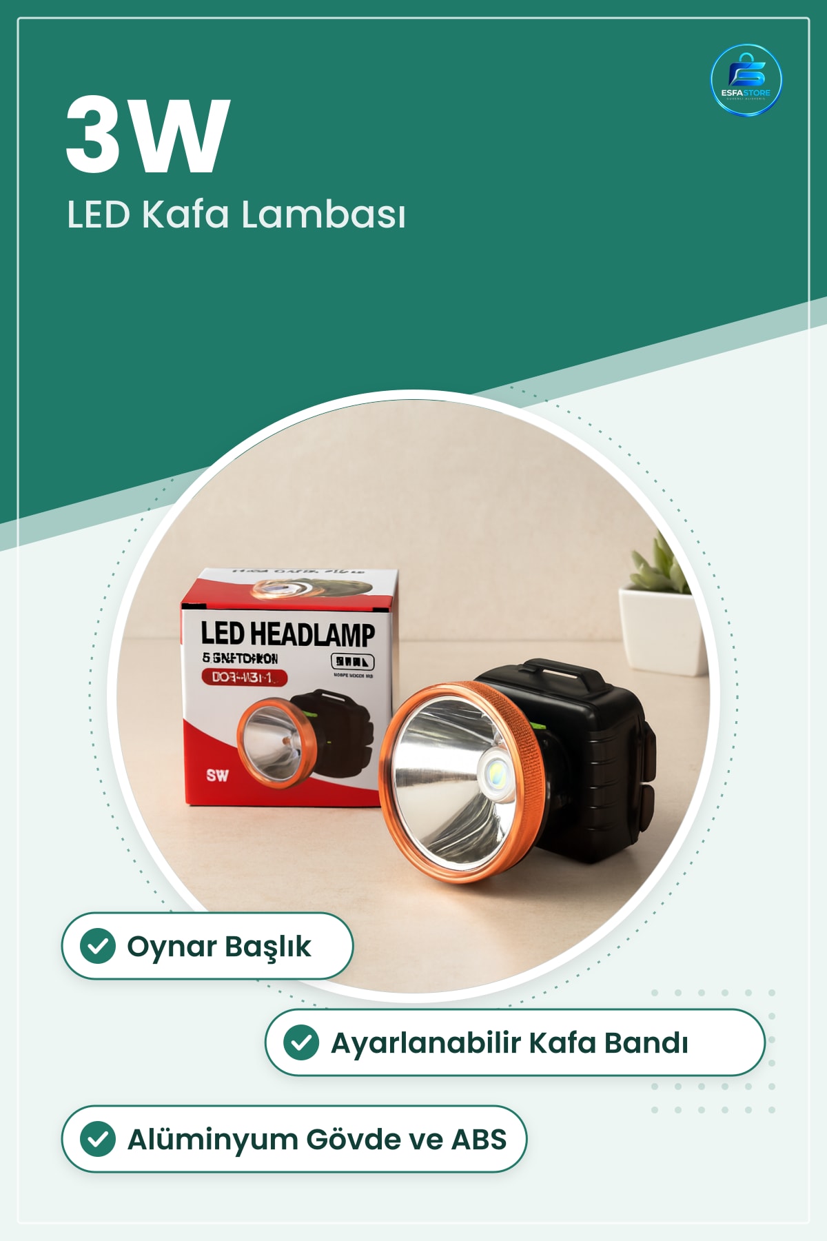3W Pilli Kafa Lambası LED Oynar Başlı Kamp Yürüyüş Bisiklet Tamir Ayarlanabilir Bantlı