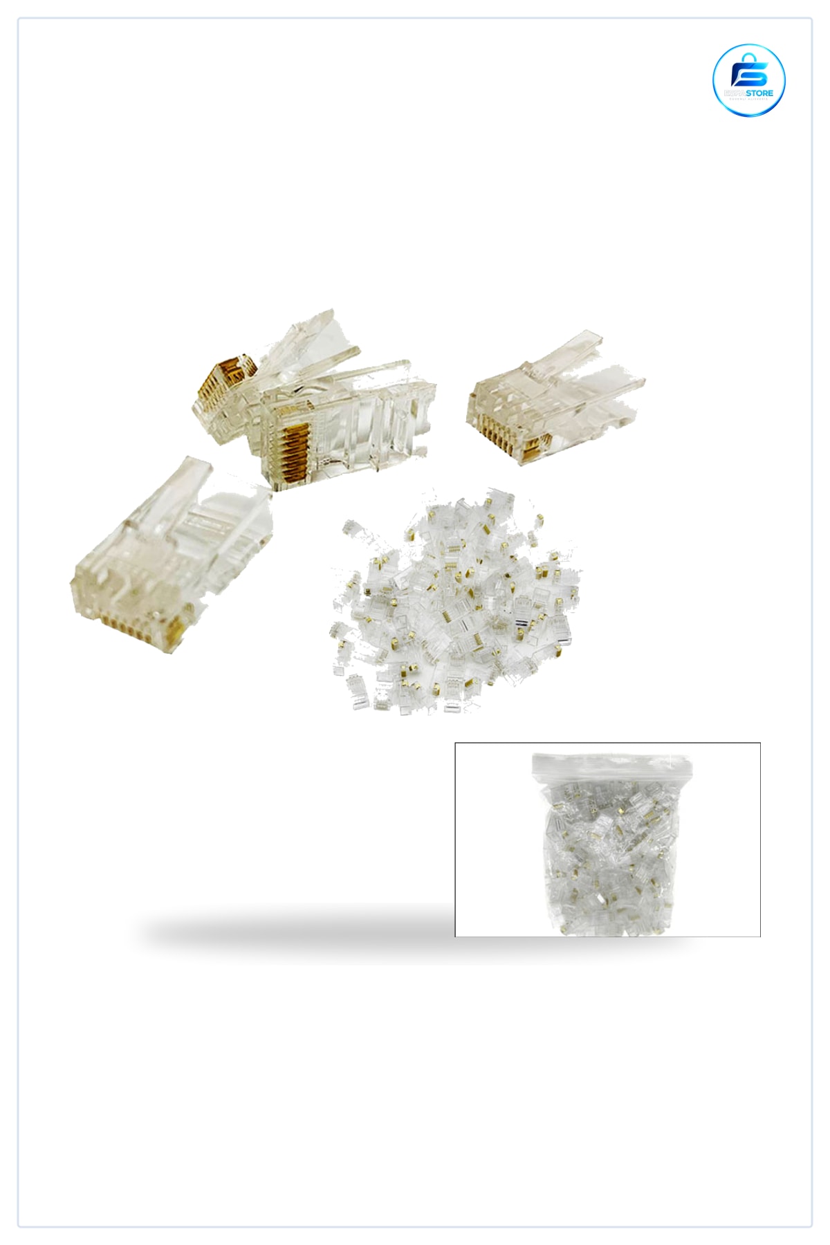 Standart RJ45 Ethernet Jak Network Aksesuarı PVC Kaplı Metal Kontaklı Ağ Bağlantı Konnektörü