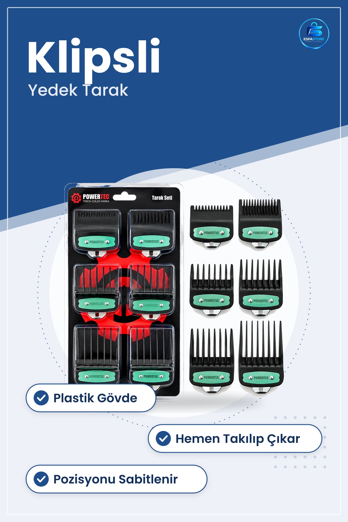 Makine Tarak Seti Siyah Klipsli Saç Kesim Makinesi Yedek Taraağı Profesyonel Ev Tipi