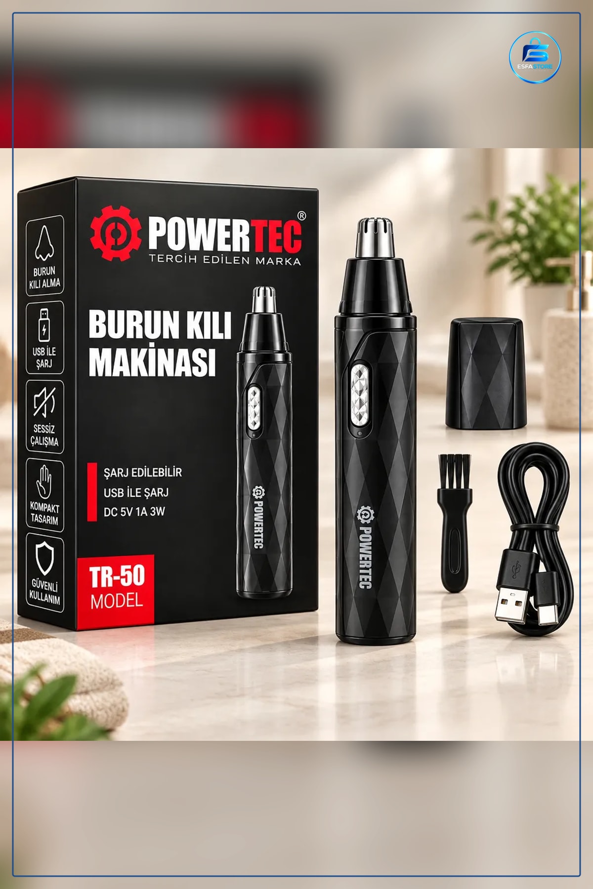 Şarjlı Burun Kıl Traş Makinesi Kalem Model USB Tip C Paslanmaz Çelik Kesici Başlık Bakım