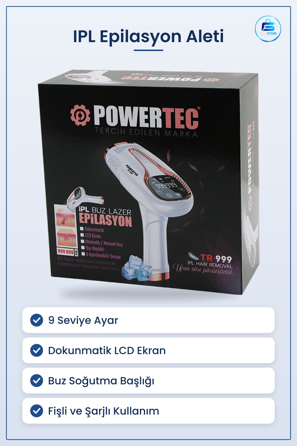 IPL Lazer Epilasyon Aleti 36W 9 Seviye Buz Başlıklı Dokunmatik LCD Ekranlı Evde Kullanım İçin