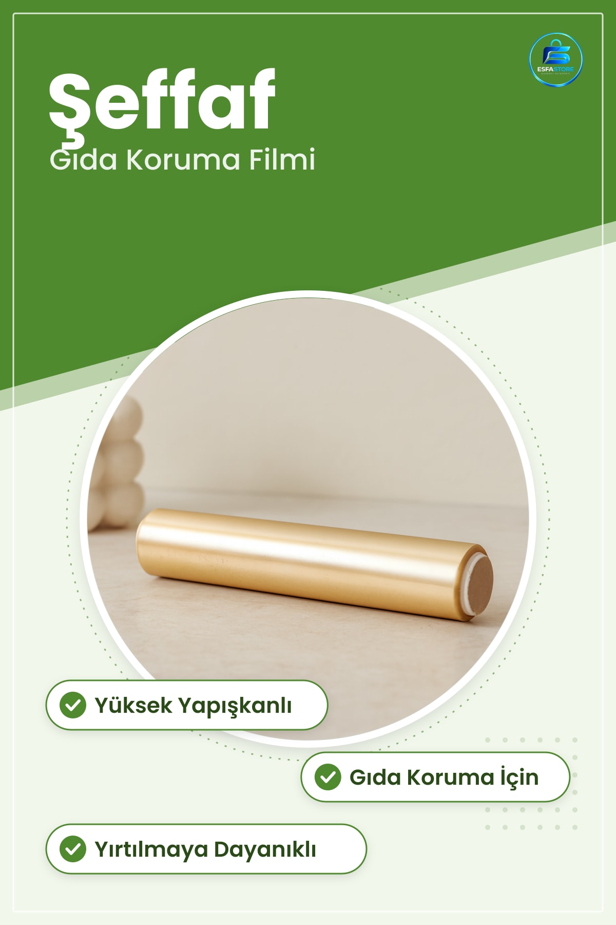 PVC Streç Film Gıda Koruma Mutfak Sarf Malzemesi Yüksek Yapışkanlı Şeffaf Esnek Hijyenik Rulo