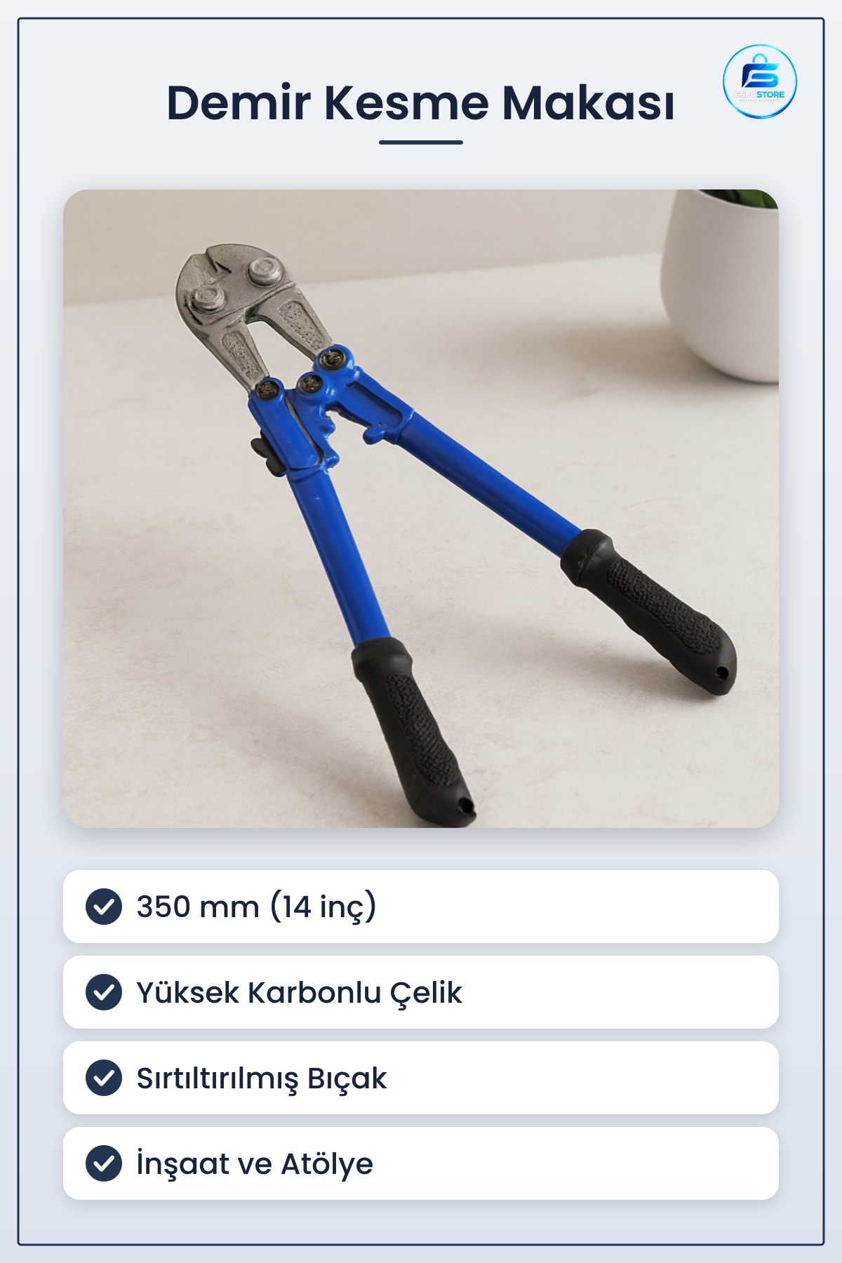 Kesici Makas Demir Kesme 350mm '' Profesyonel Yüksek Karbonlu Çelik Sertleştirilmiş Bıçak İnşaat