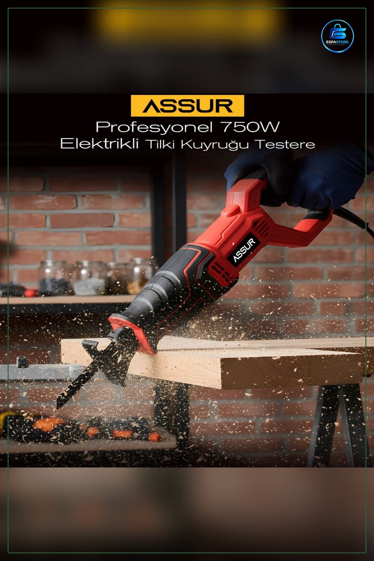 Elektrikli Testere 230V 0 ila RPM Kırmızı Tilki Kuyruğu ASR616 Ahşap Metal Kesim Bahçe