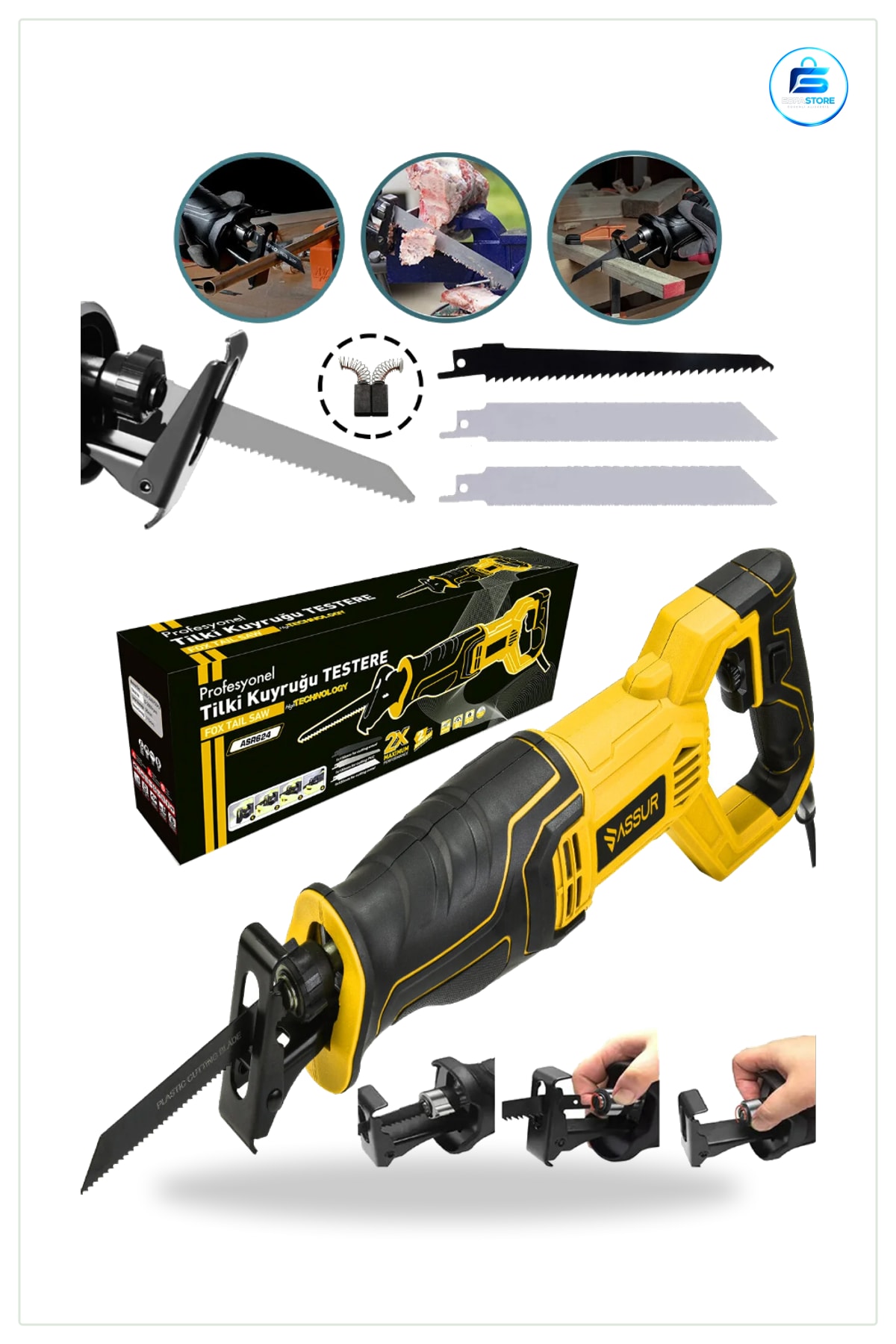 Elektrikli Testere Tilki Kuyruğu Profesyonel 230V 0 ile RPM Ayarlanabilir Hız Ahşap Metal