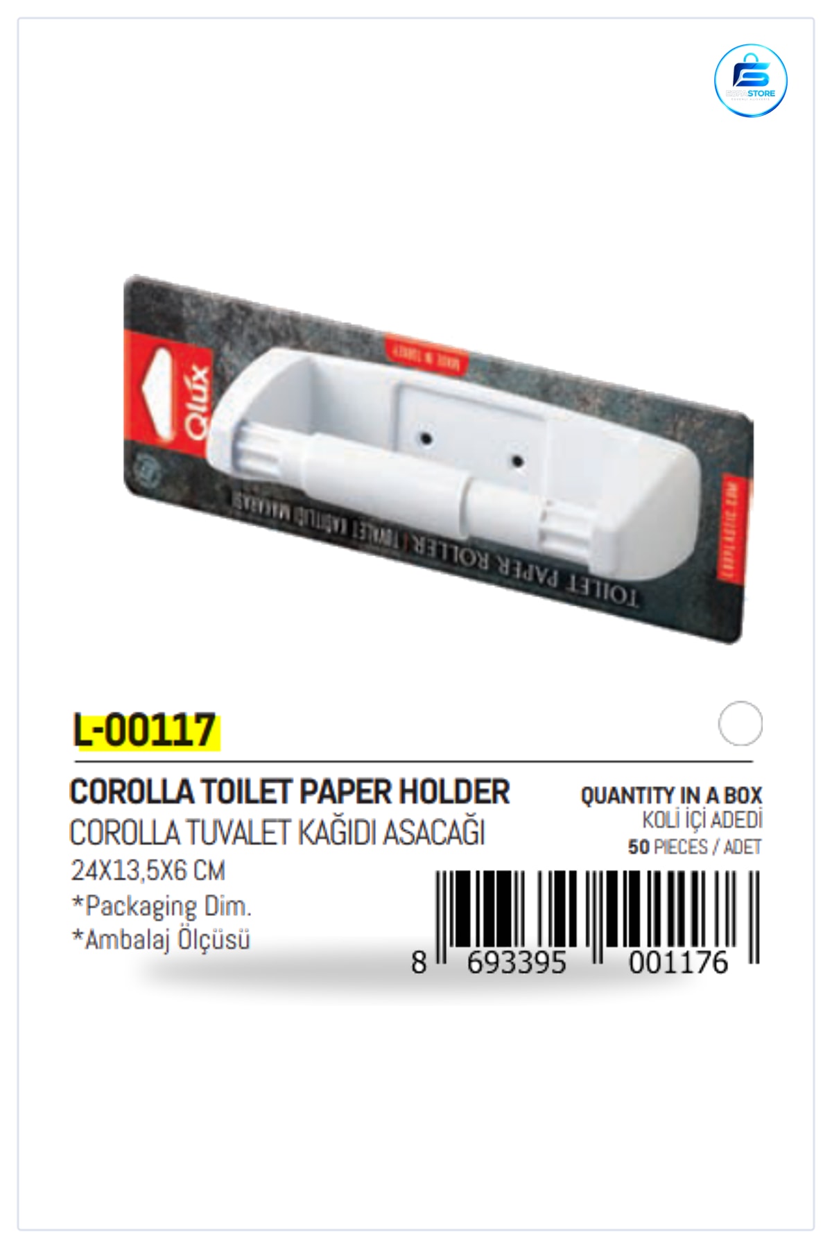 Tuvalet Kağıtlığı Corolla Duvara Monte Beyaz Banyo Aksesuarı Kolay Montaj Kağıt Tutucu